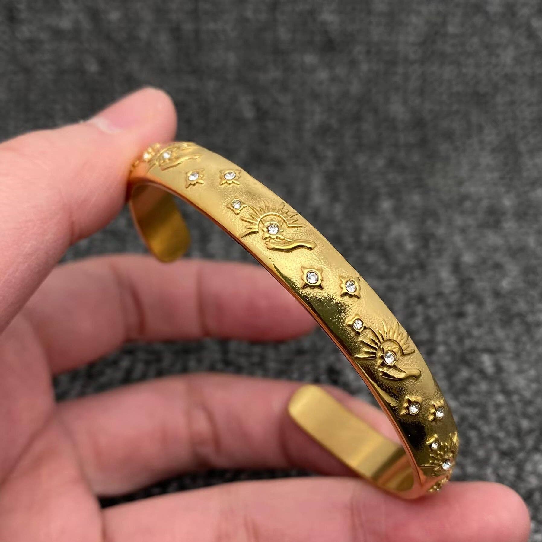 Surprise Tarot Style 18K Gold Plated S.Steel Cuff Bangle