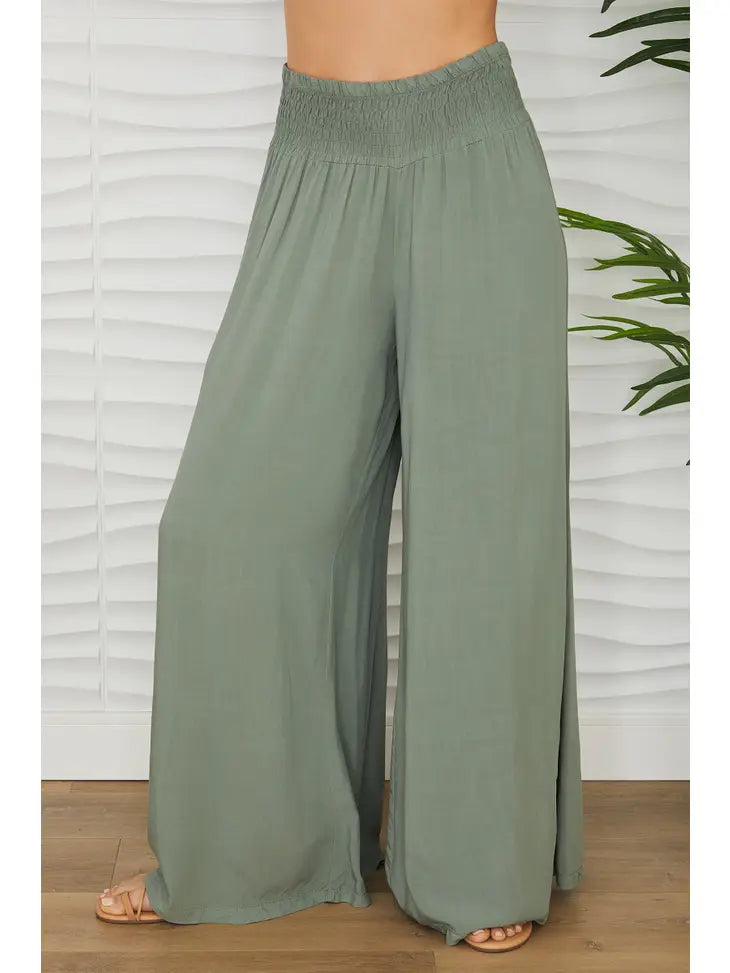 Viscose Smoked Palazzo Pants