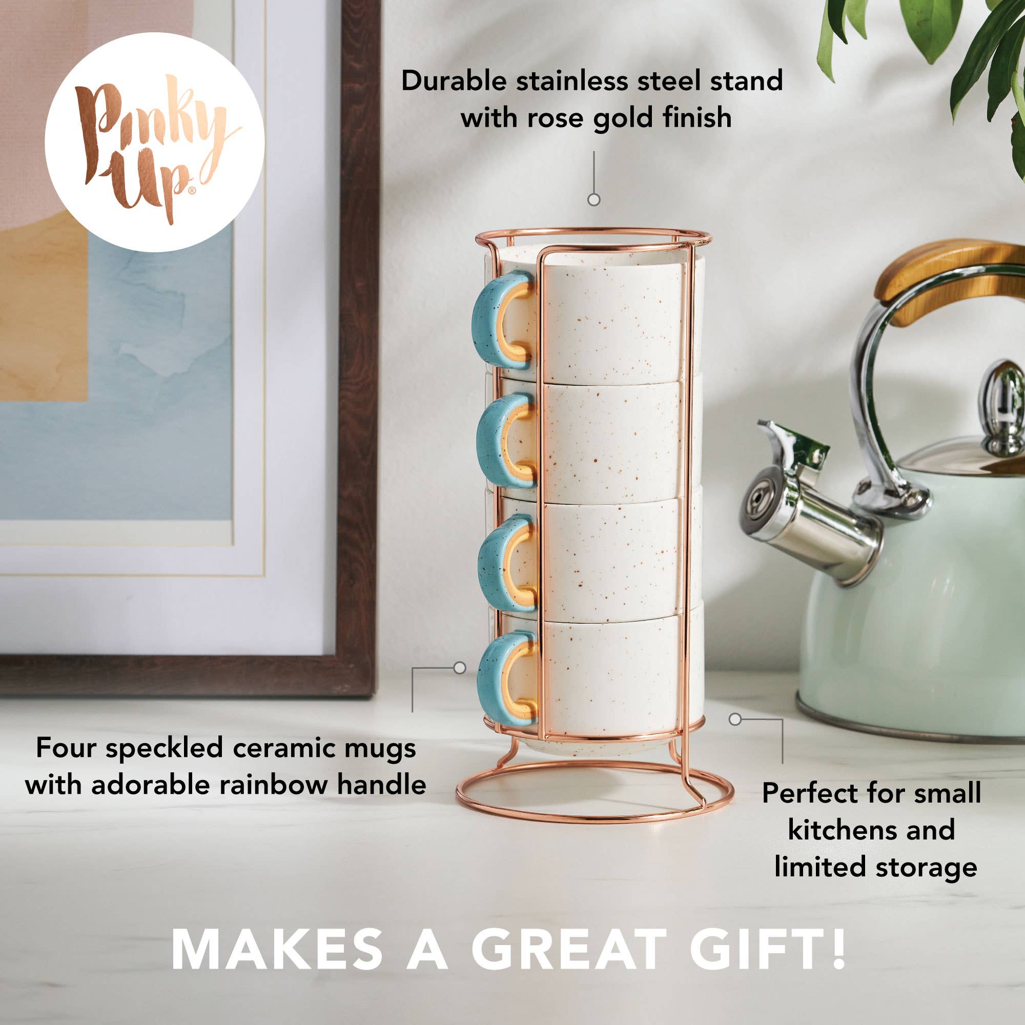 Pinky Up - Winona Set of 4 Mugs with Stand