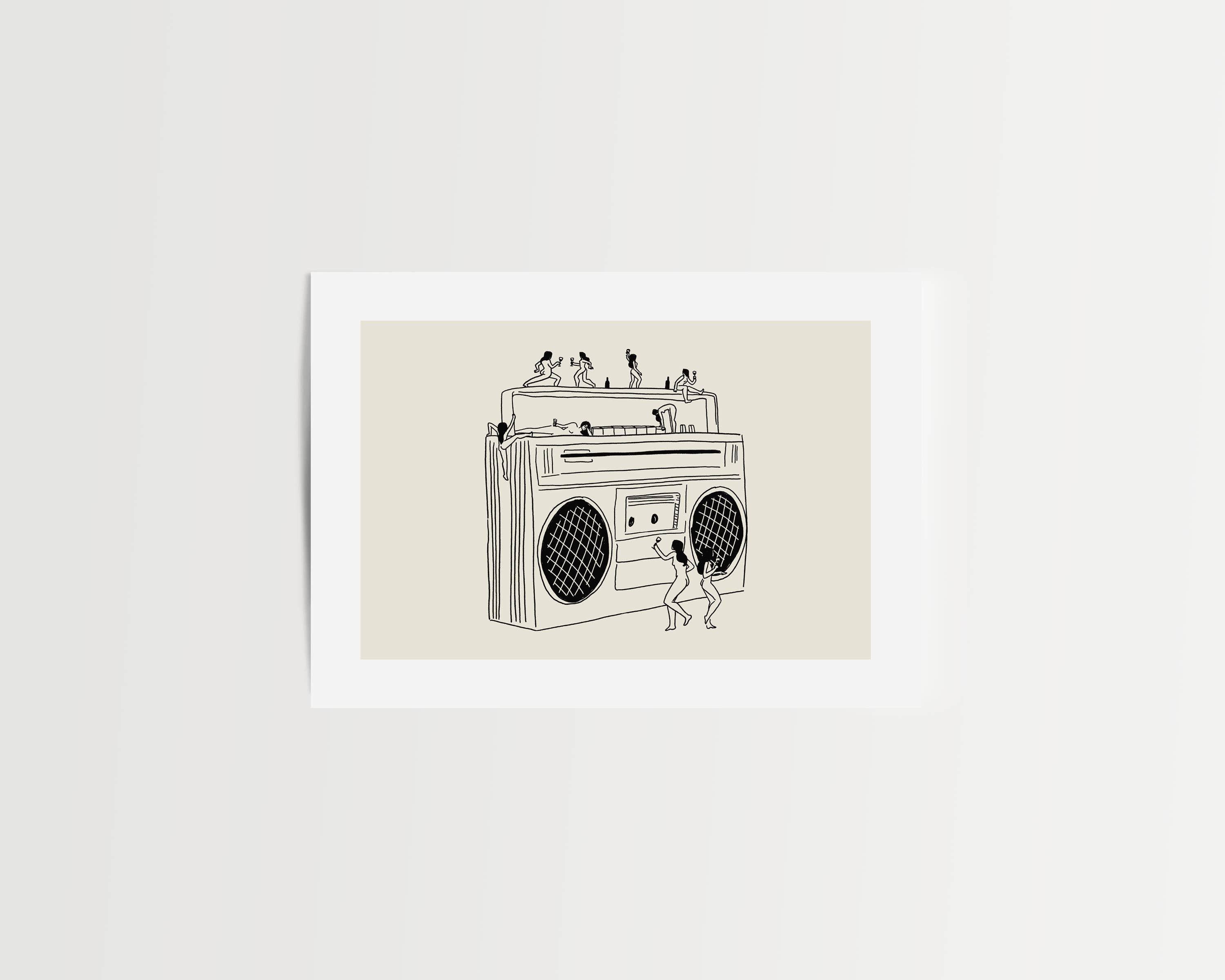 Tumbleweed Design Studio - "Boom Box" Vintage Music Illustration Wall Art Print