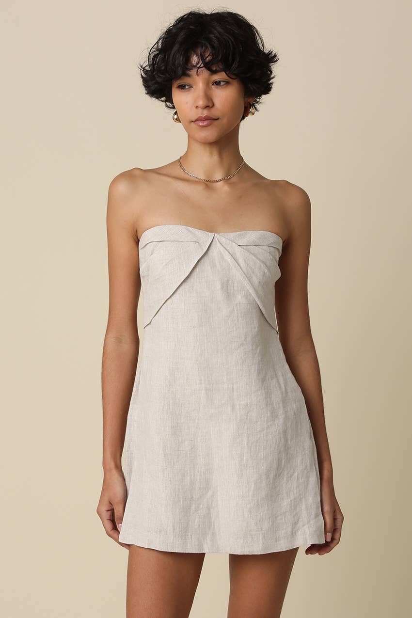 Olivaceous - Becca Linen Strapless Romper