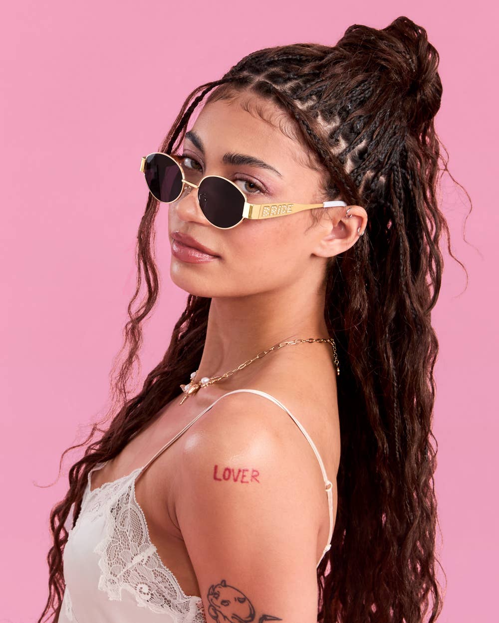 xo, Fetti - Gold Metal Bride Sunglasses | gold bride pearl bachelorette