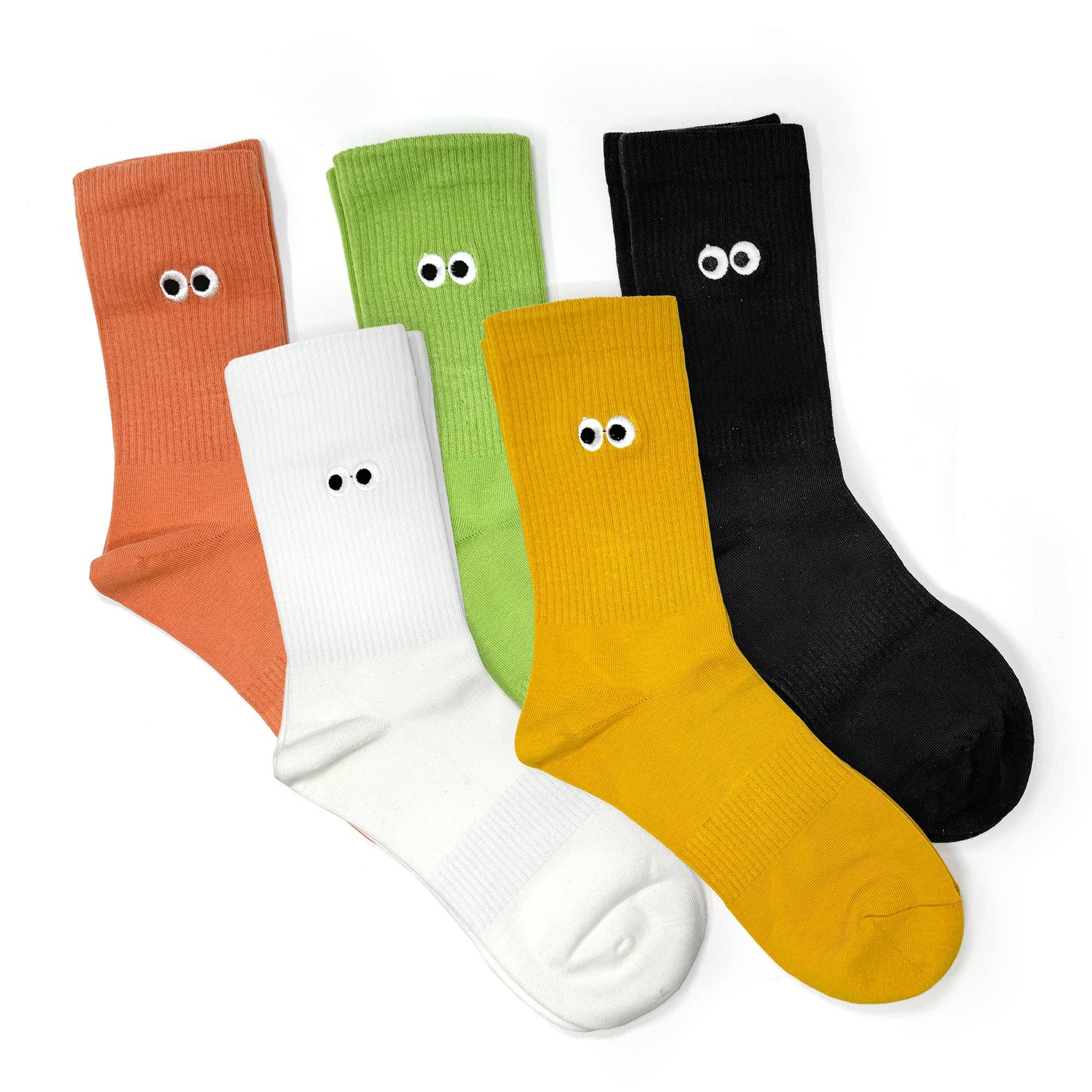 Cartoony embroidered Eyed Watching you ribbed socks