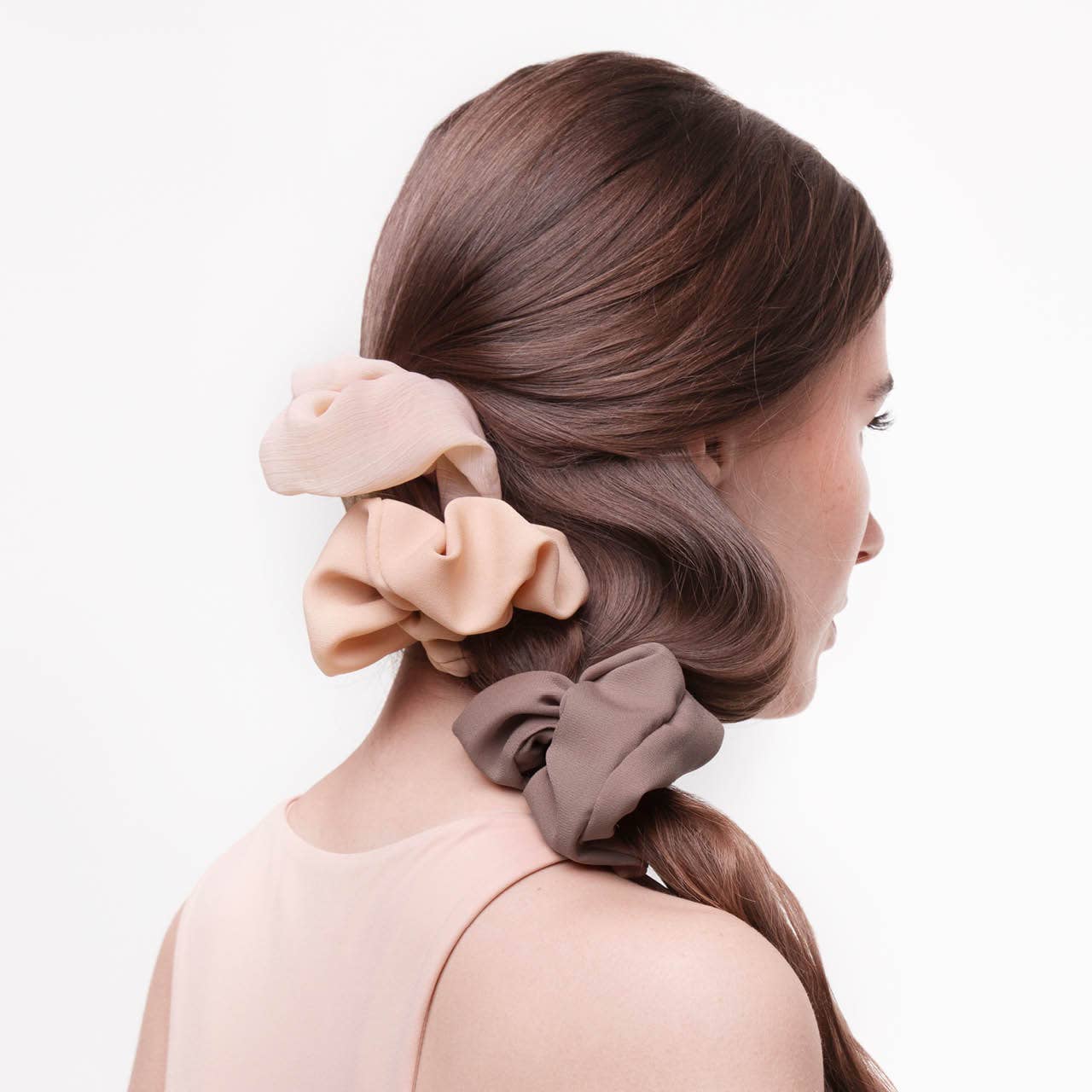 Crepe Scrunchies 5pc - Terracotta