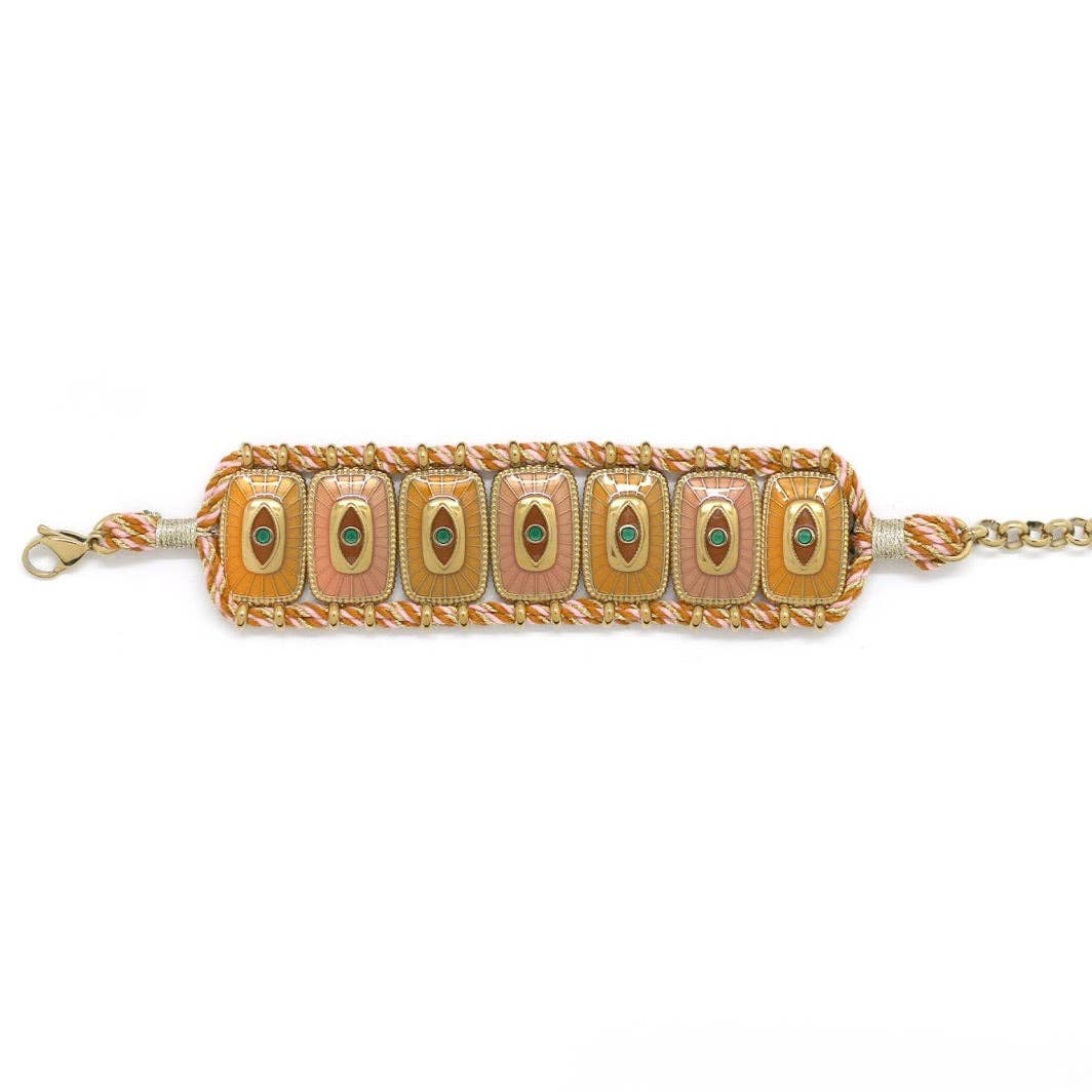 LIZOU - Evil Eye Two Tone Cuff Bracelet
