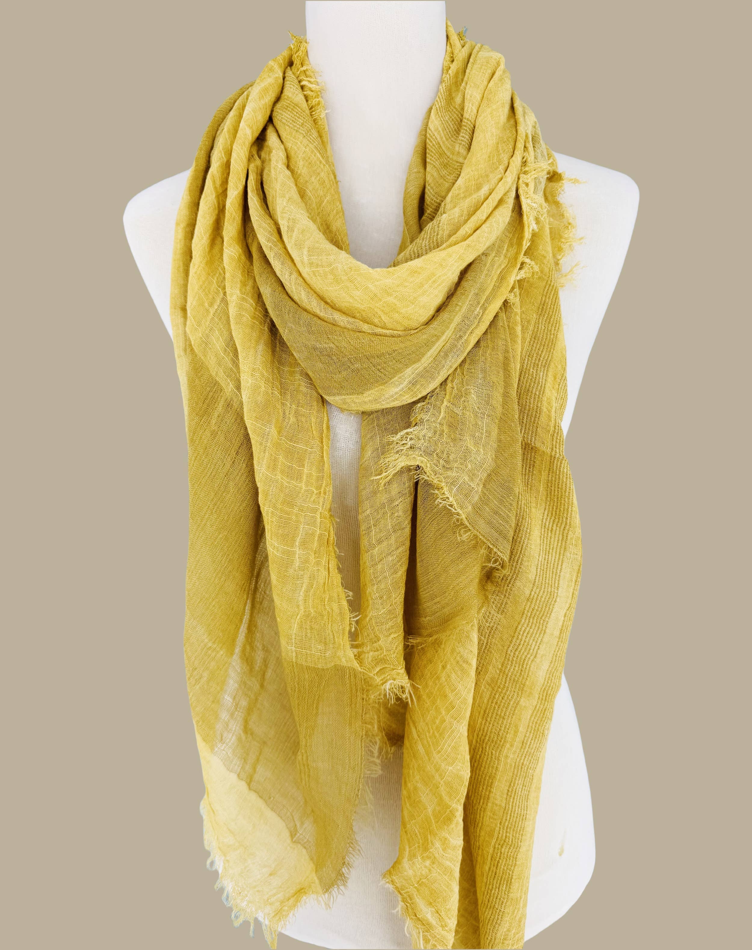 Classic Vintage Stonewash Stripe-Trimmed Scarf