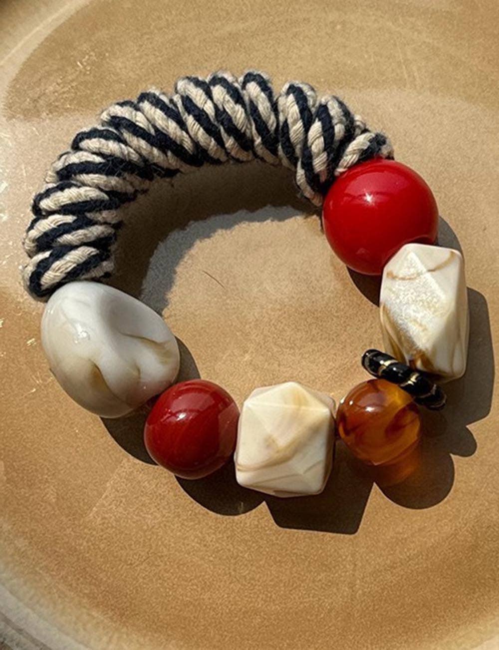 Dipped Shop - Striped Rope Irregular Resin Bead Bracelet MK2PPPO6W6JBR223