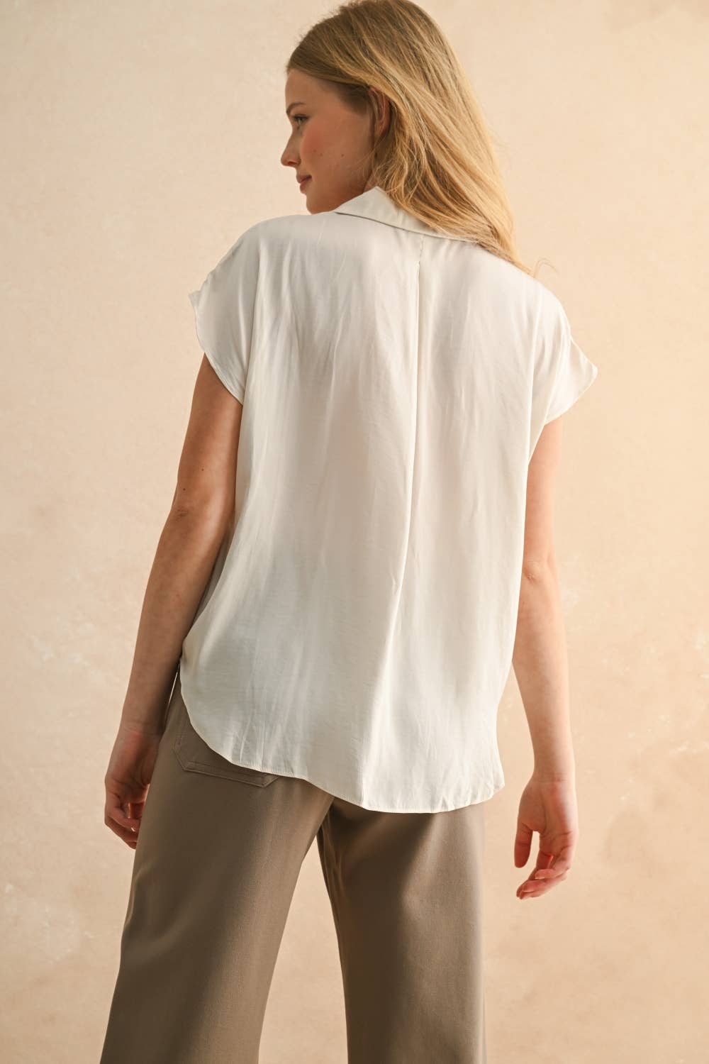 MIOU MUSE BUTTON DOWN CAP SLEEVE SHIRTS