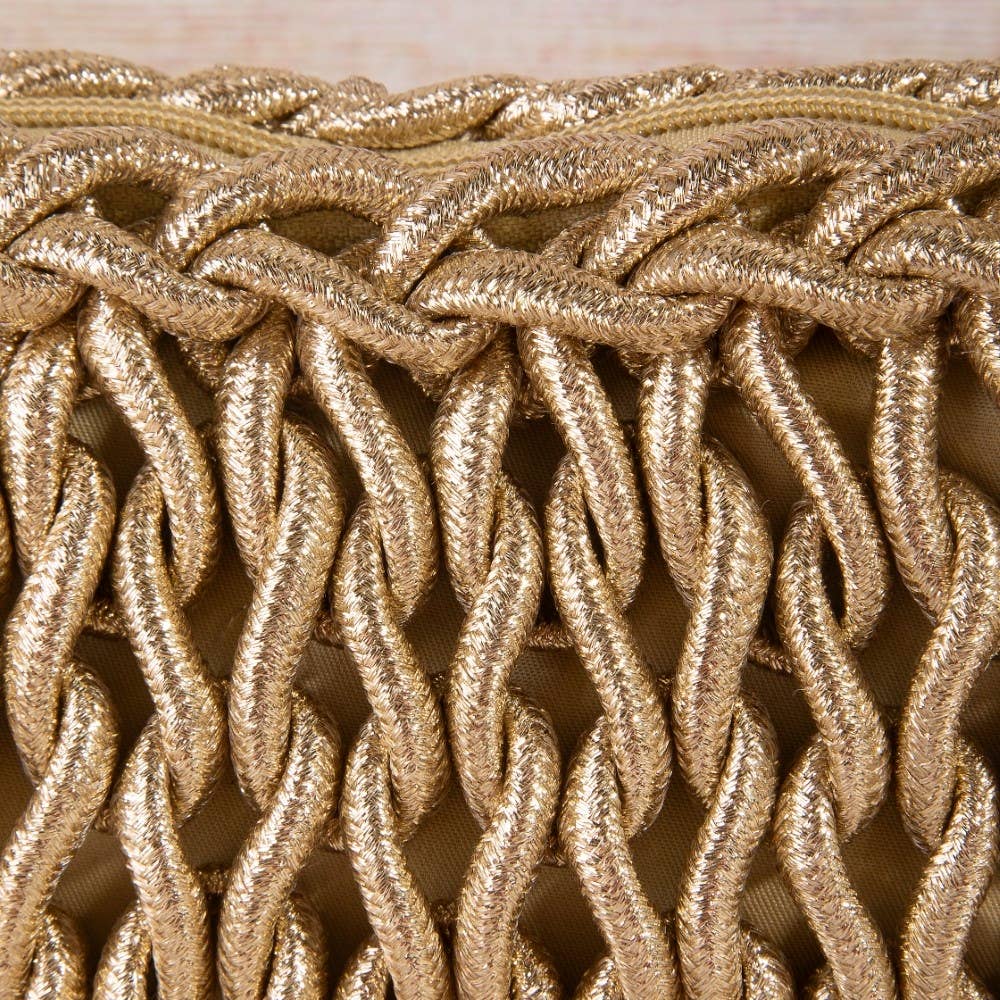 Glamorous Metallic Knotted Rope Woven Shoulder Bag