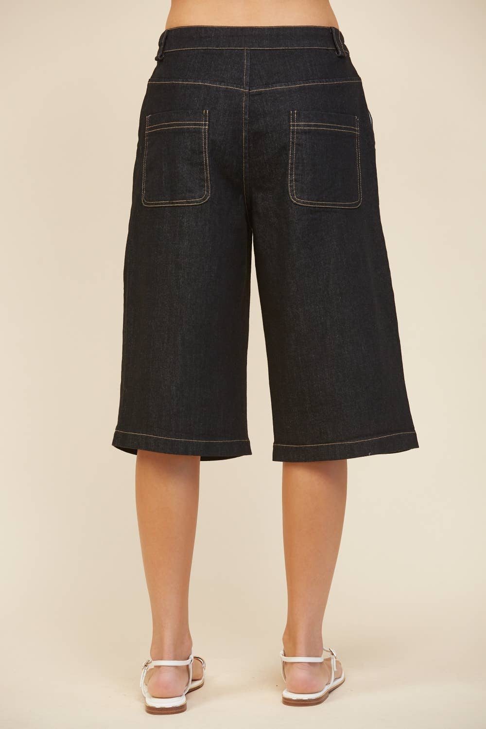 Edit by Nine - High Waisted Pleated Wide Leg Bermuda Short