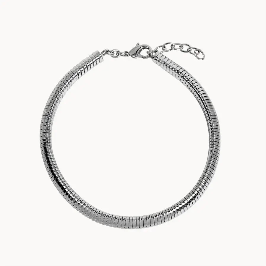 HoopLa - Tobogas, Cobra Omega Collar Necklace- Steel