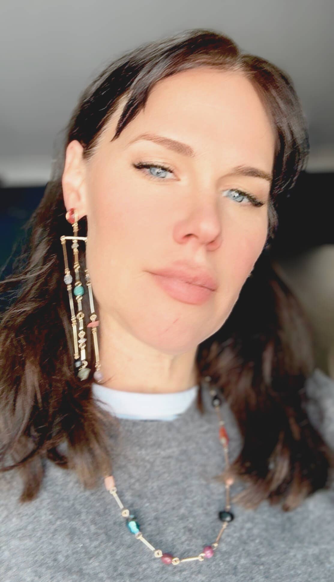 HoopLa - Serenity Cove Fringe Earring- Genuine Gemstone and 14K gold