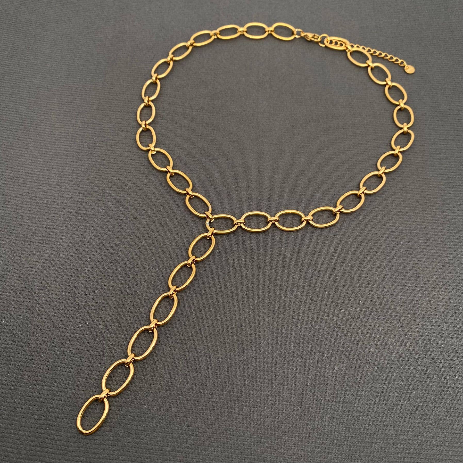 Mio Queena - 18K Gold Plated Stainless Steel Y-neckl Chain Necklace - FGS
