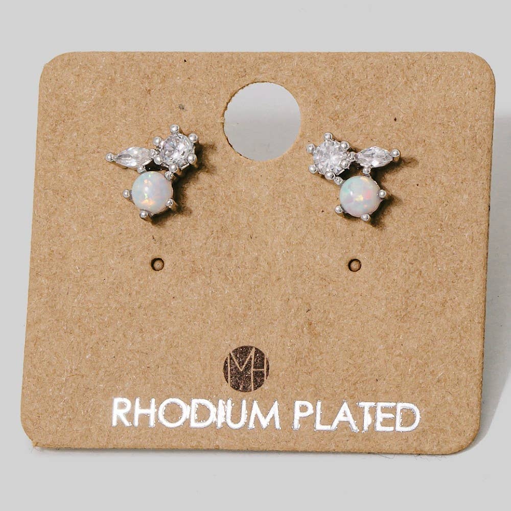 Fame Accessories - Mini Triple Rhinestone Stud Earring