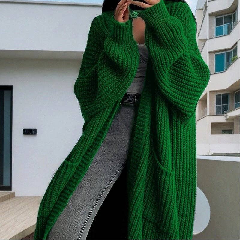 Sheer Trend - Mid-Length Solid Color Loose Cardigan Coat