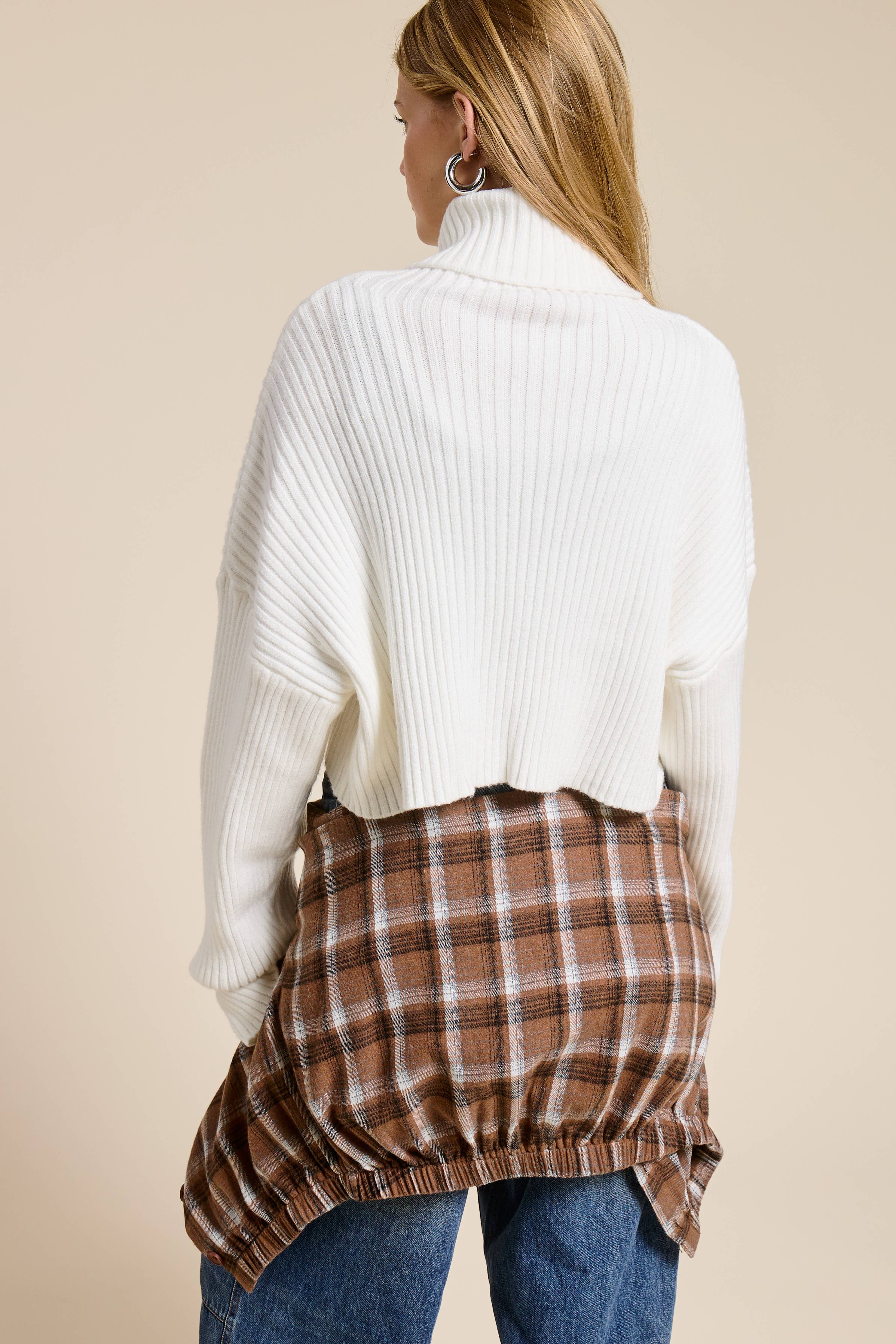 Mimosa - Cropped Ribbed Turtleneck Sweater