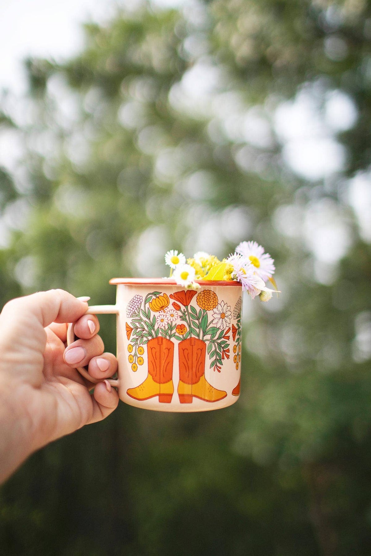 Trek Light - Enamel Coffee & Camp Mug | Western Bloom | 16oz