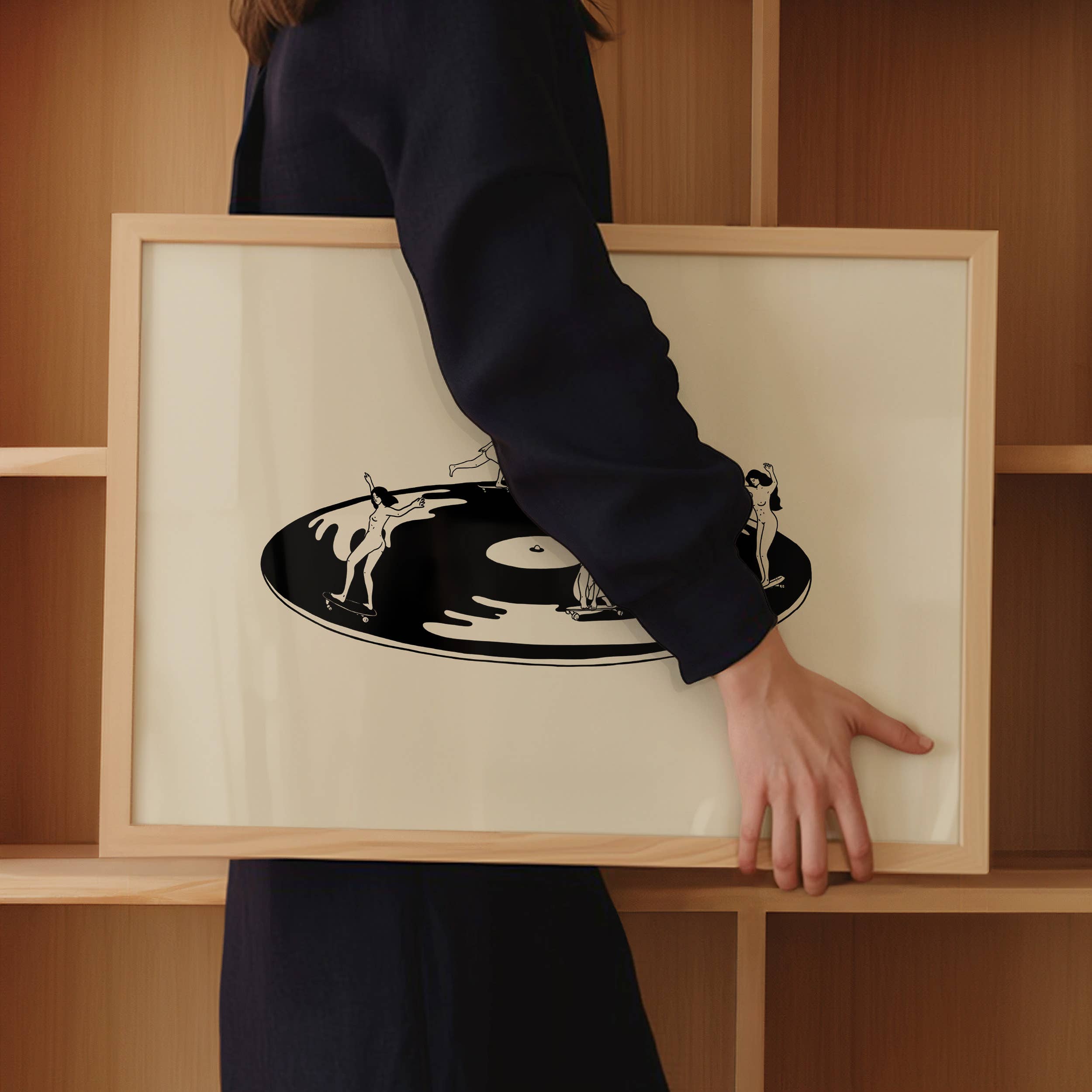 Tumbleweed Design Studio - Skate Session on Vinyl Record Minimal Art Print
