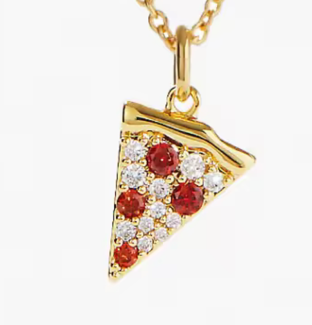 HoopLa - Baby Slice- Pavé Pizza necklace- Slice of Life Steel