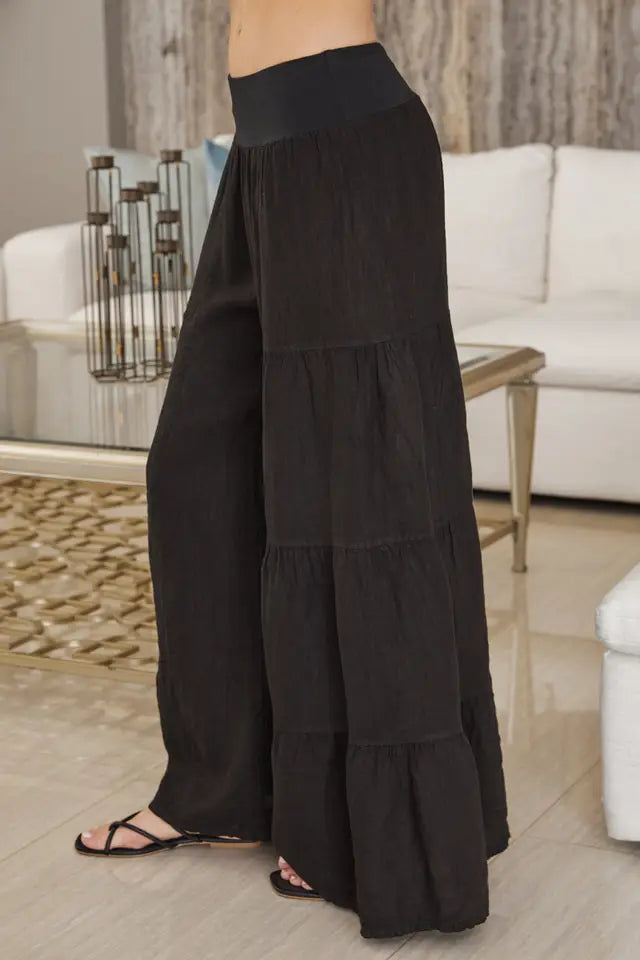 Linen Tiered Palazzo Pant