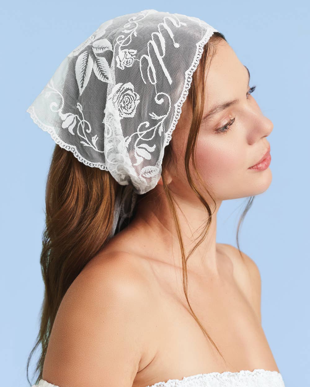xo, Fetti - Bride Lace Headscarf | white embroidered bridal bachelorette