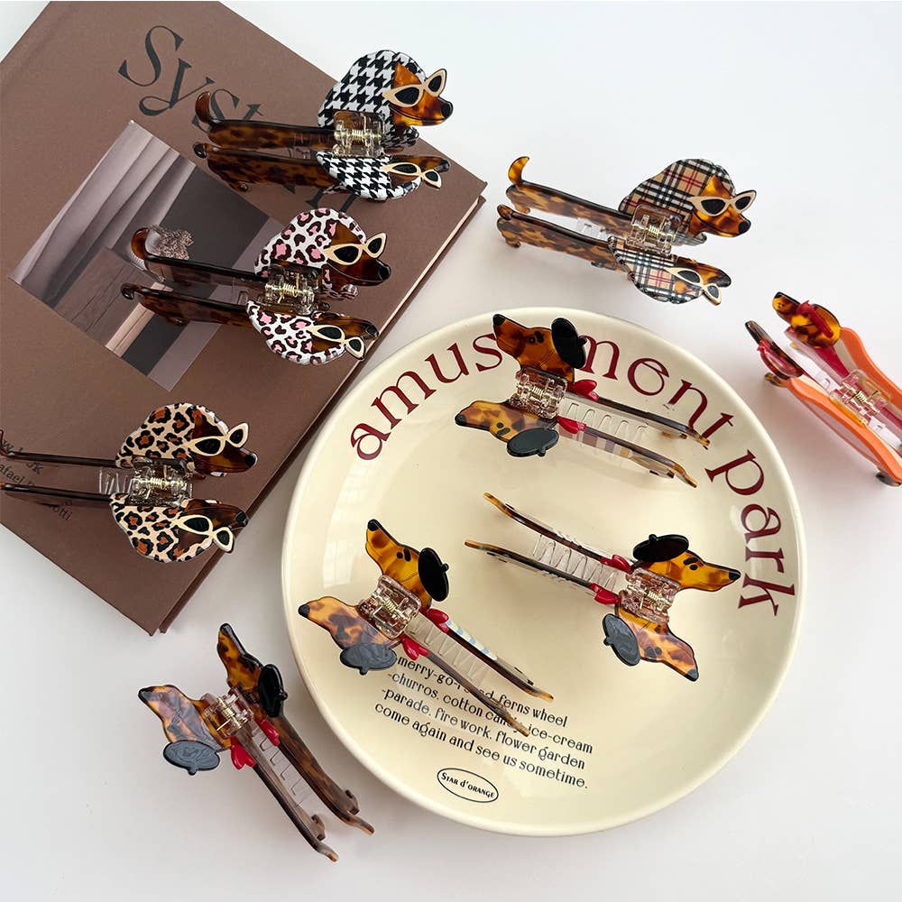 SoapElenGlen - Whimsical Dachshund in Outfits Hair Claws