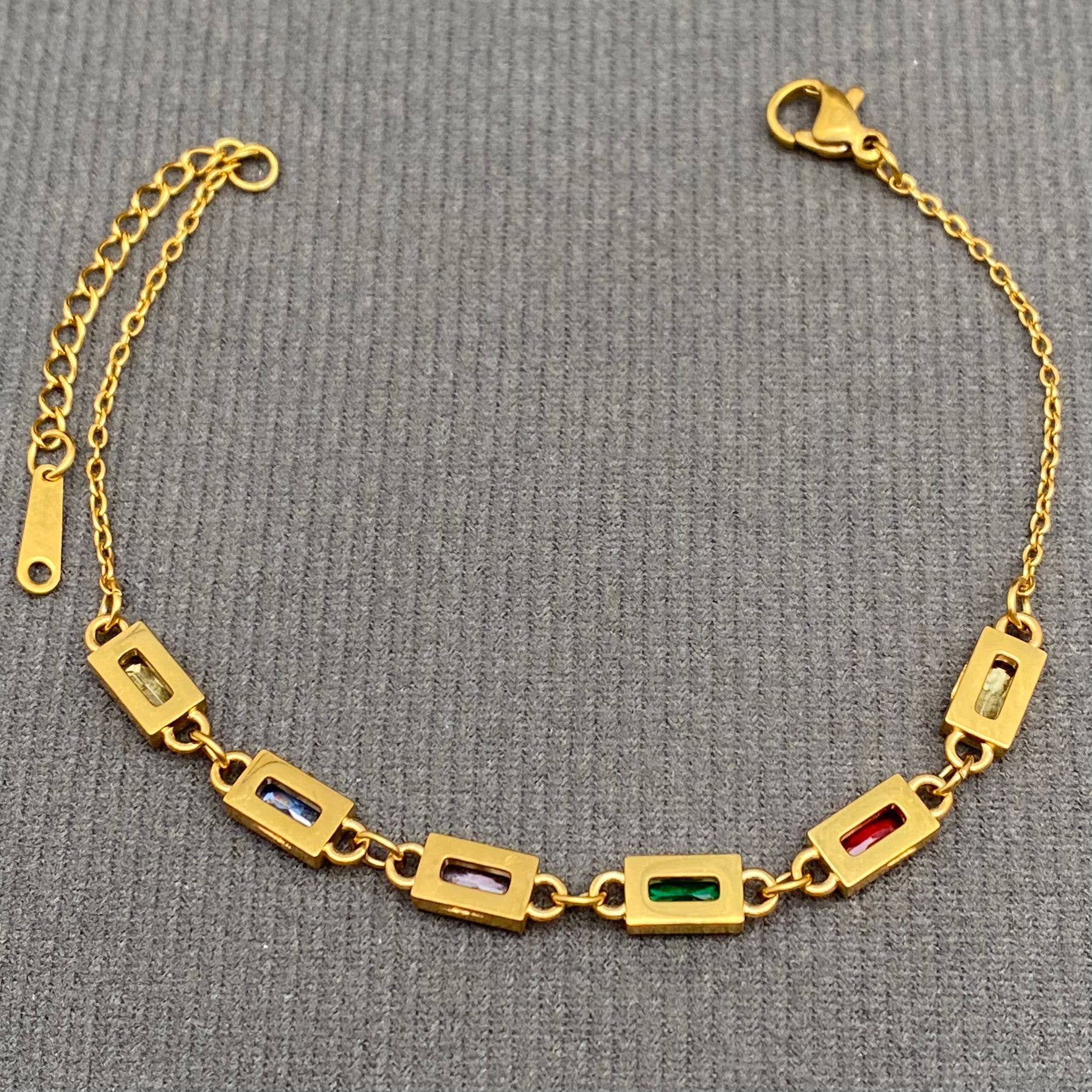 Mio Queena - Geometric colored zircon 18K Golden S.Steel Bracelet - FGS