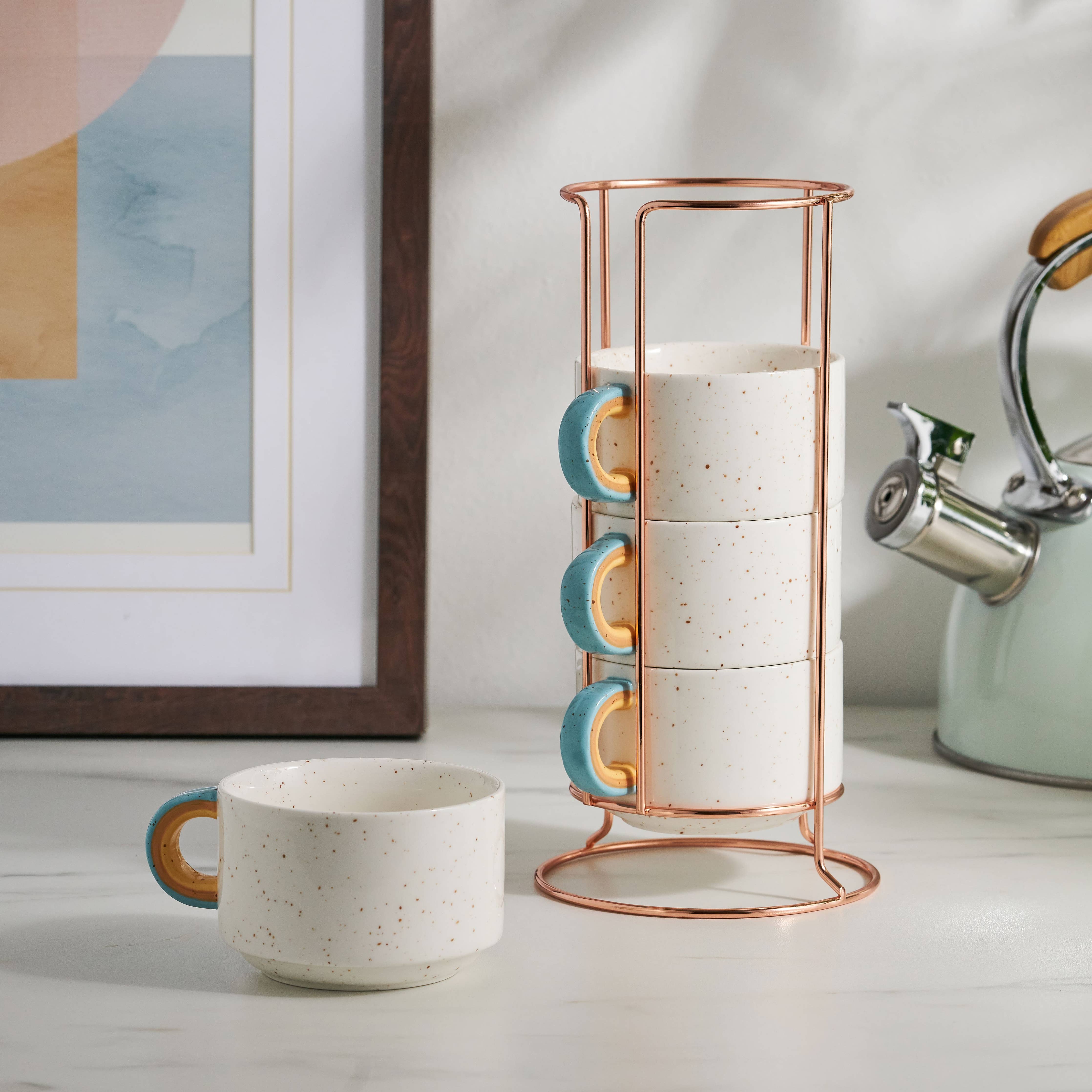 Pinky Up - Winona Set of 4 Mugs with Stand