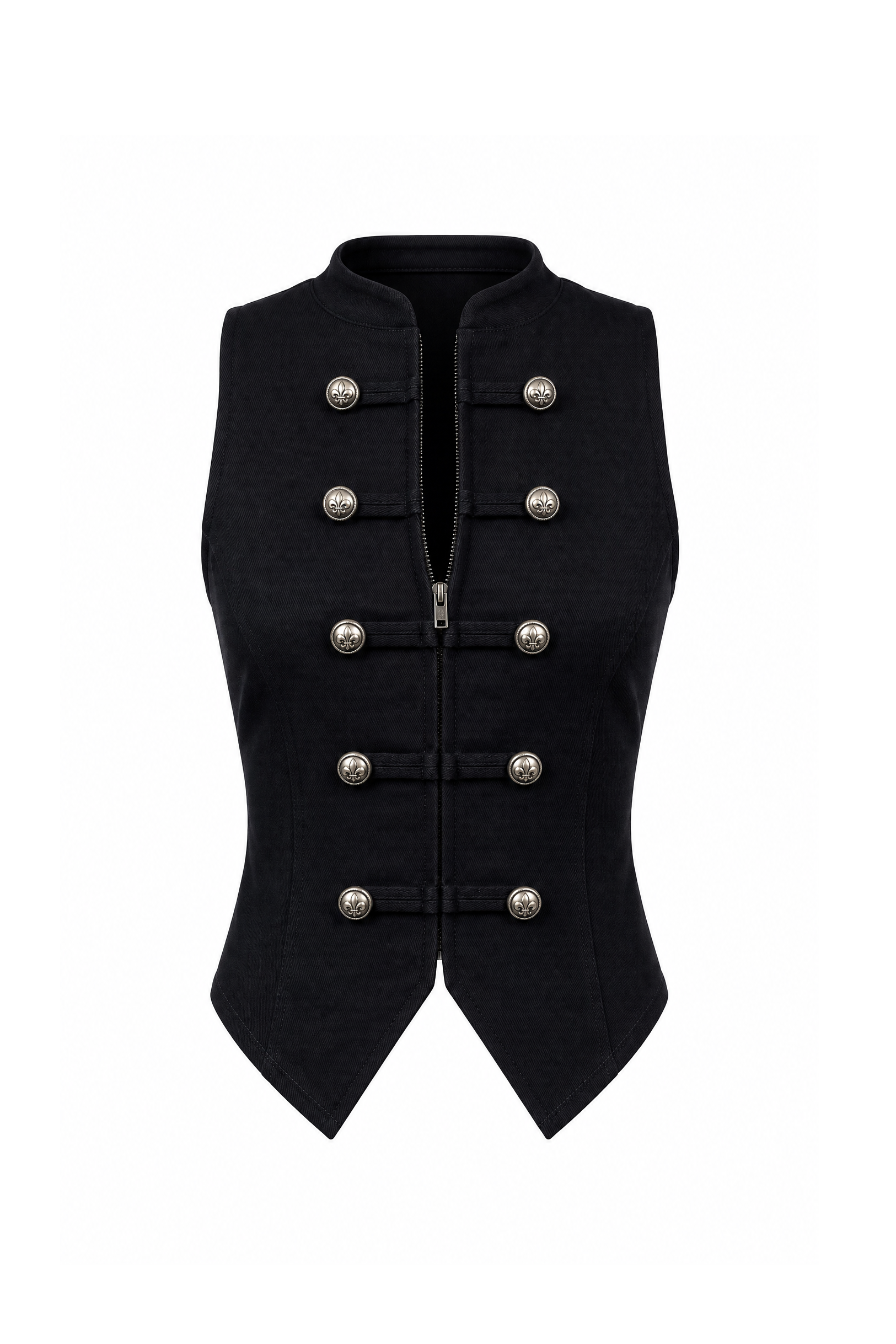 No Vacancy - Twill napoleon sleeveless zip up top & shorts set