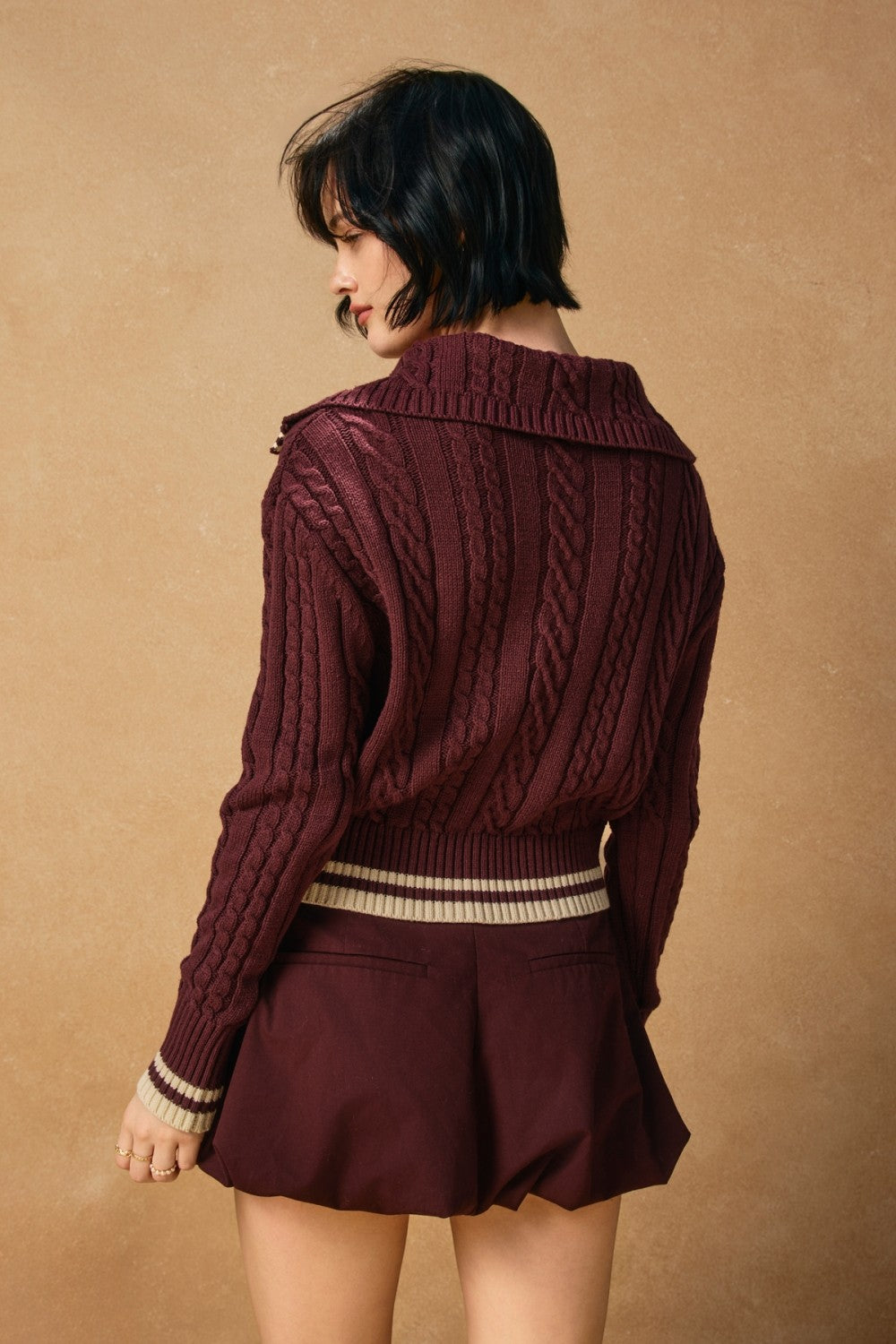 Exaggerated Collar Polo Sweater