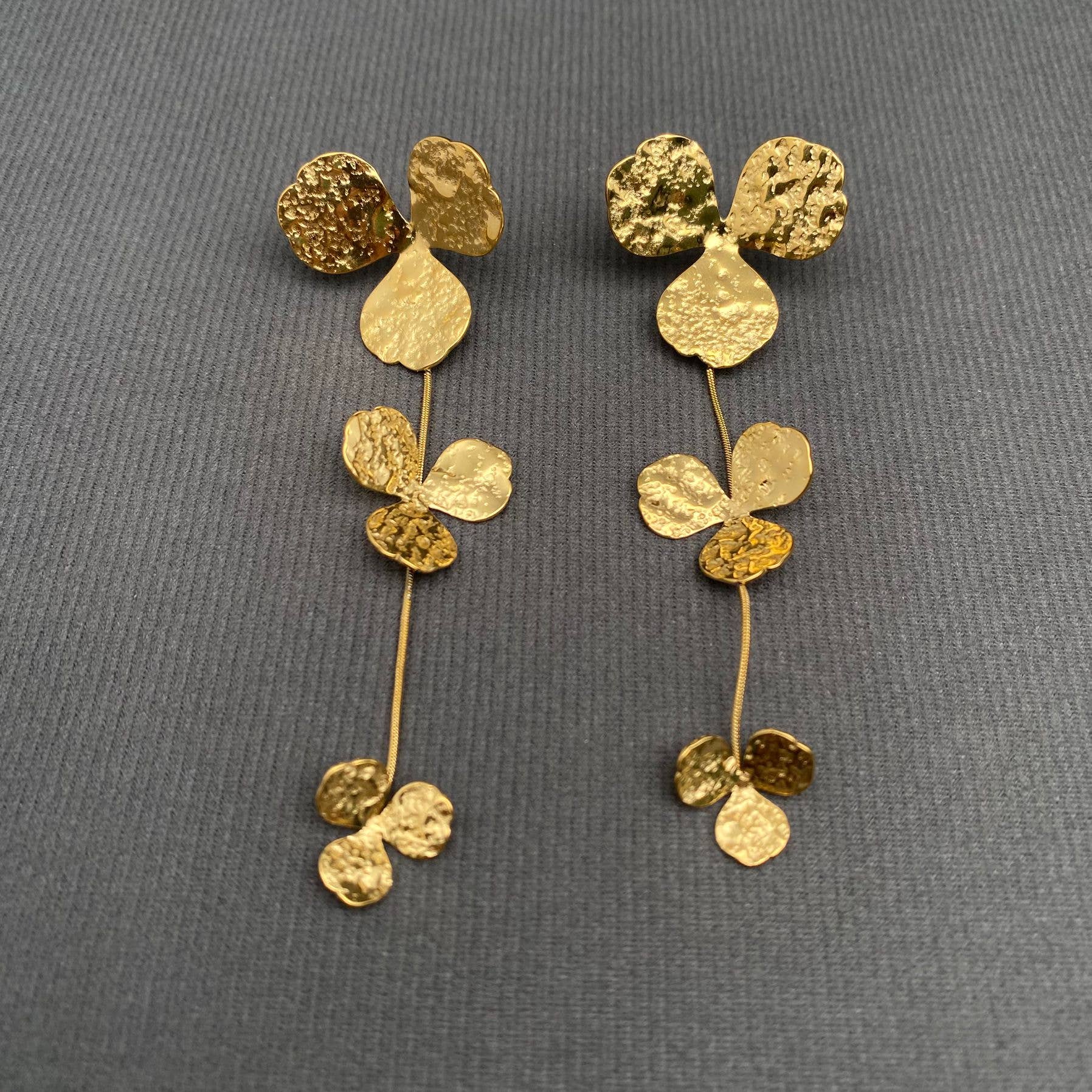 Mio Queena - Flower Petal 18K Gold Plated S.Steel Post Earrings - FGS