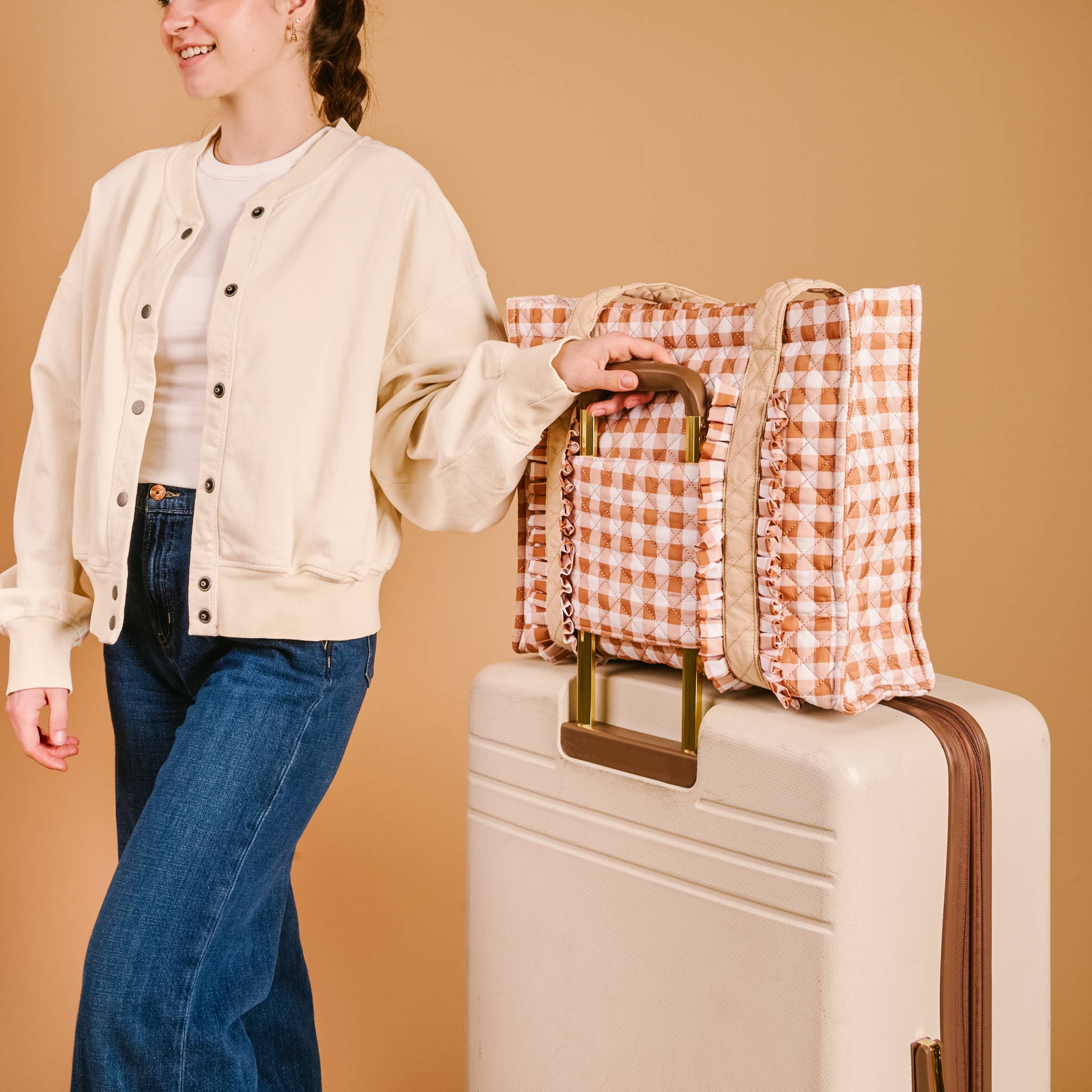 The Darling Effect - The Everyday Quilted Tote Bag-Maple Gingham