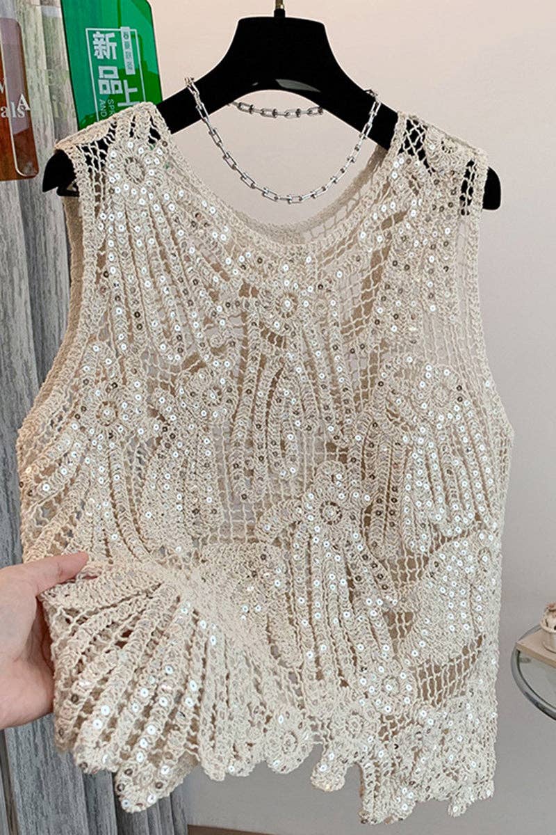 Mccolin - Crochet Embellished Tank Top