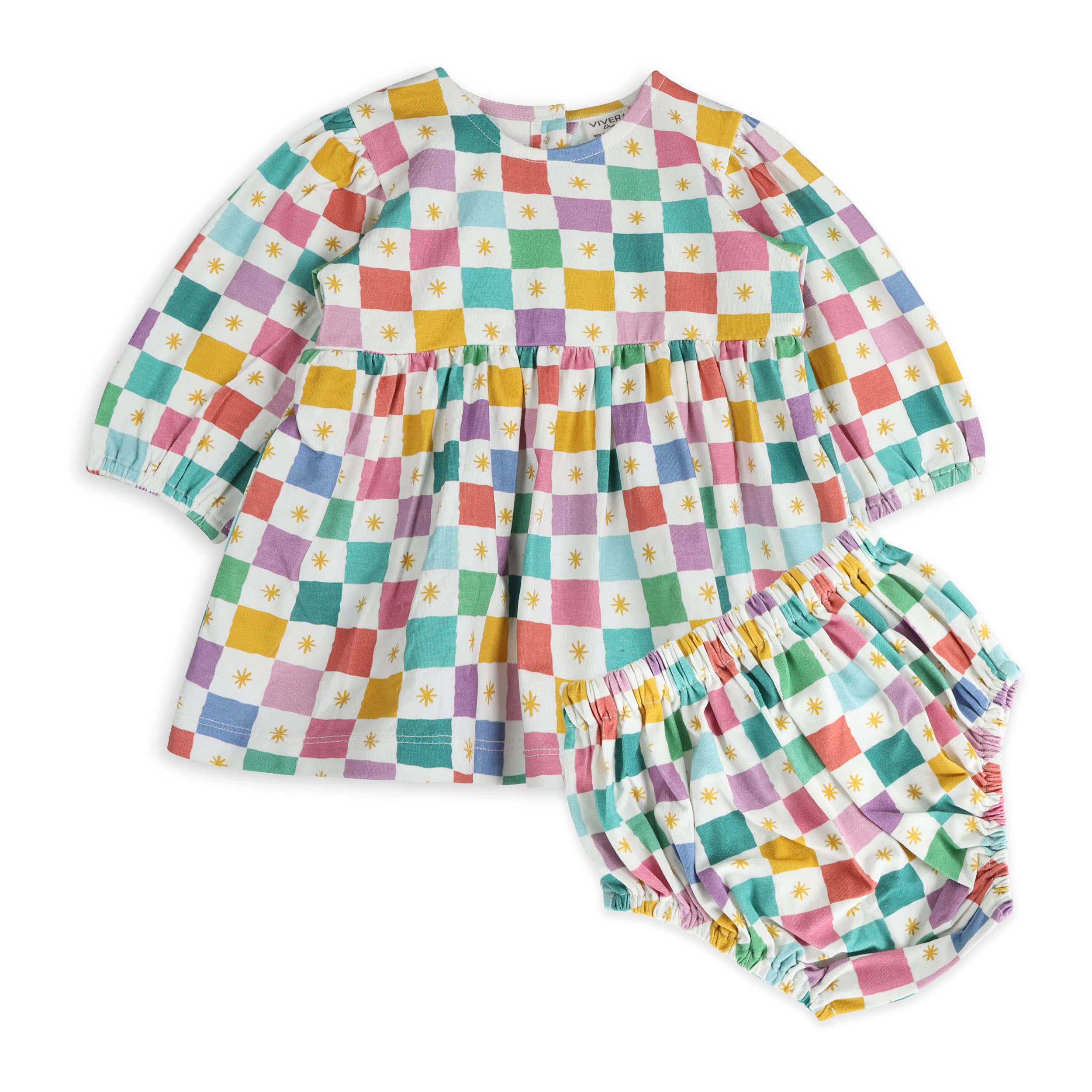 Viverano Organics - Colorful Checks Baby Dress & Bloomer (Organic Jersey)
