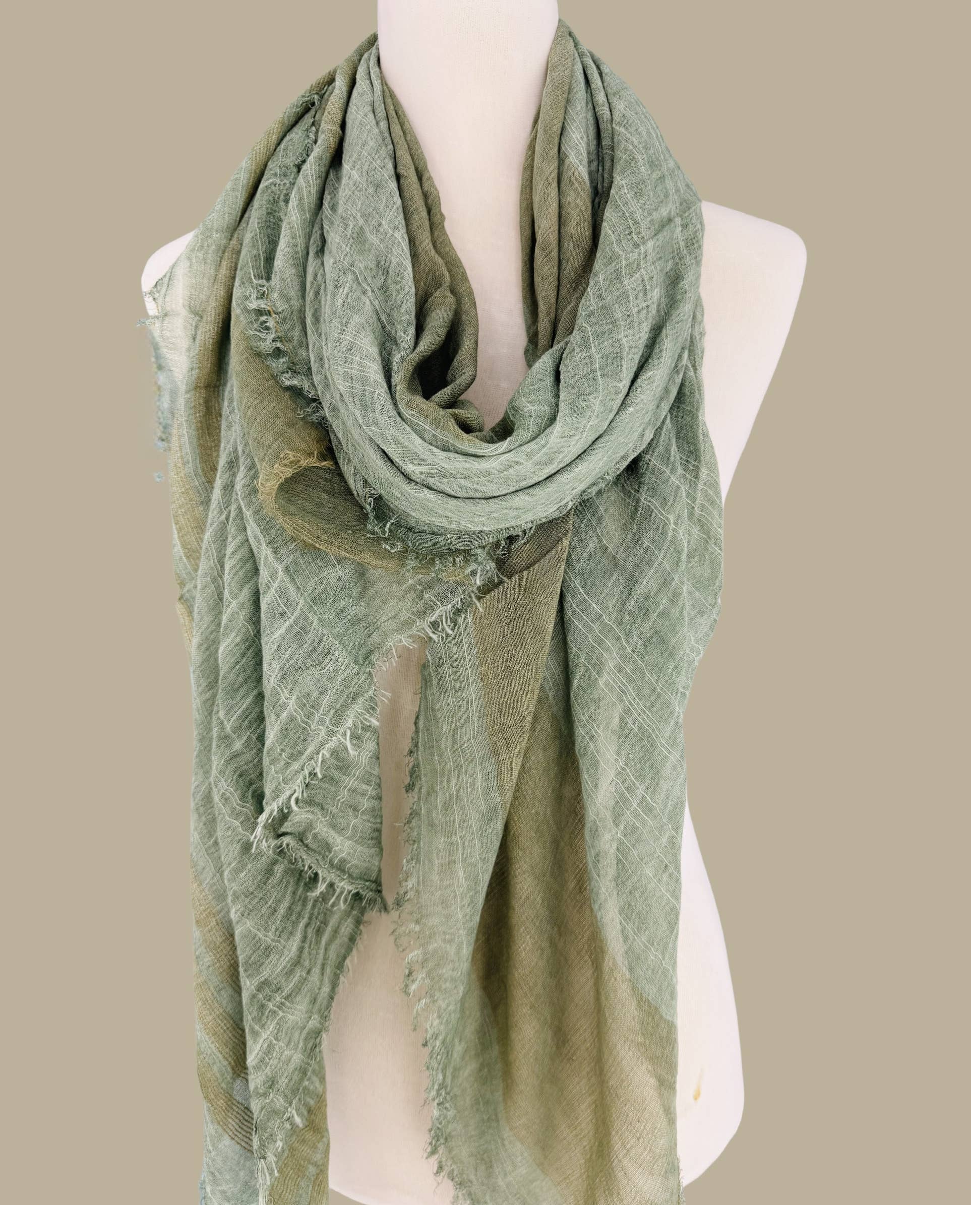Classic Vintage Stonewash Stripe-Trimmed Scarf