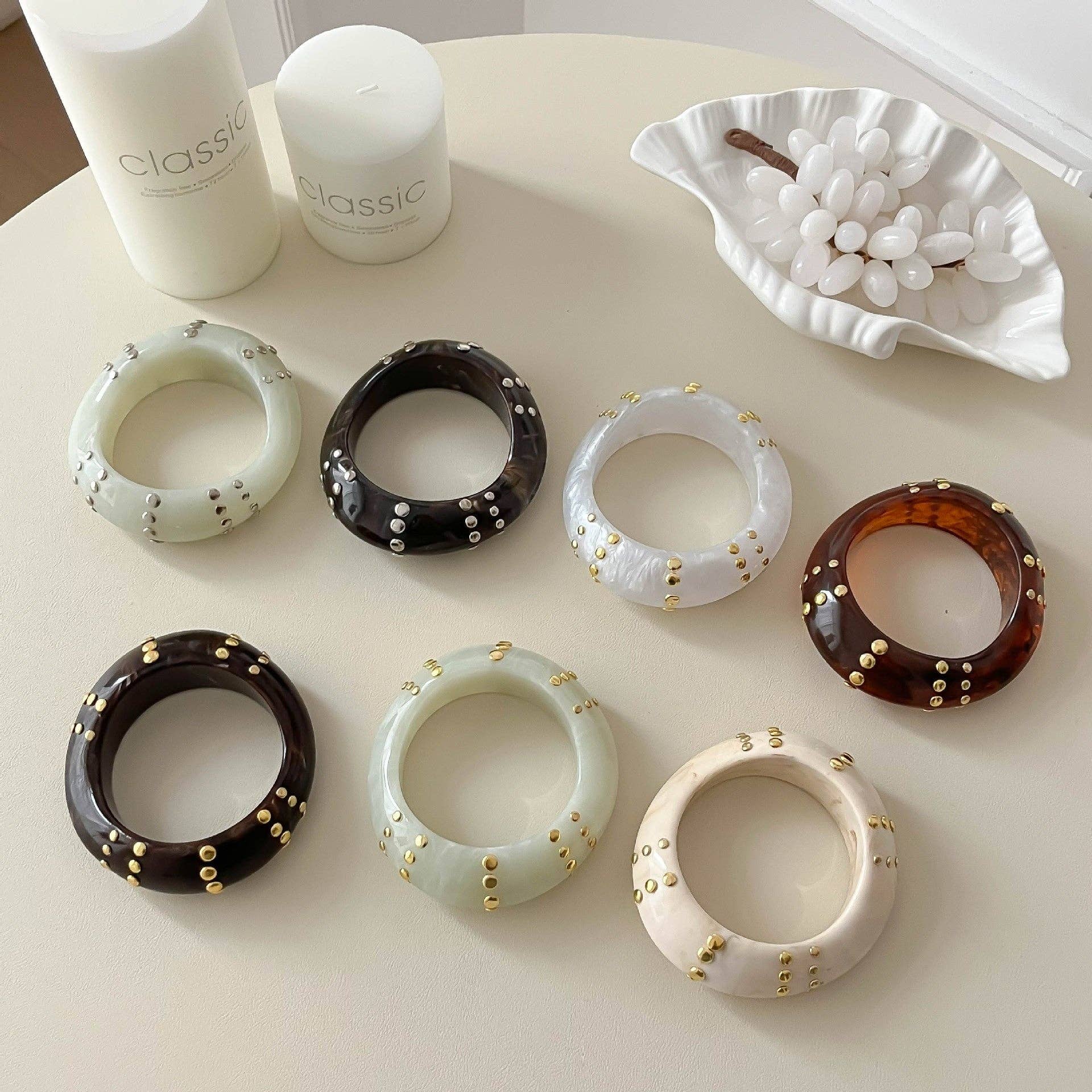Dipped Shop - Chunky Irregular Studded Punk Resin Geometric Bracelet MK2PPPO6W6JBR119