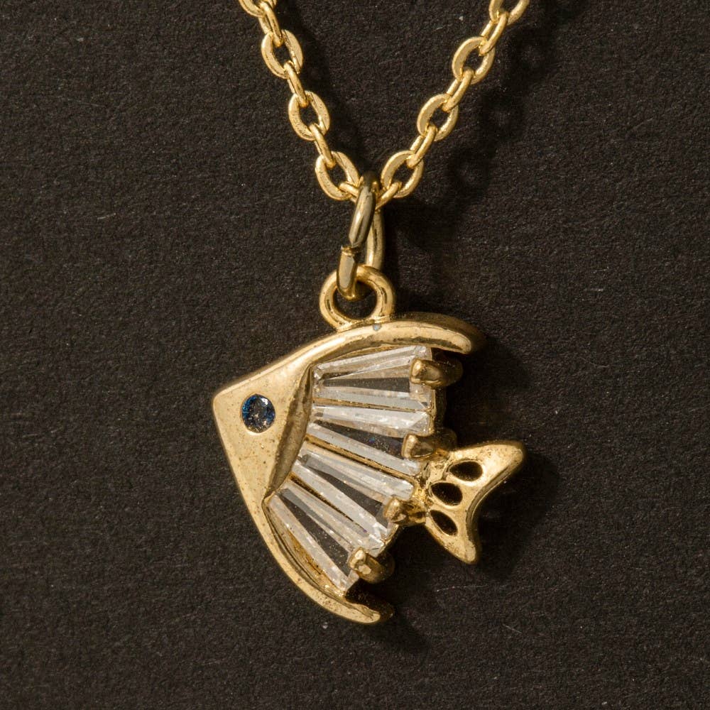 Cz Fish Pendant Necklace