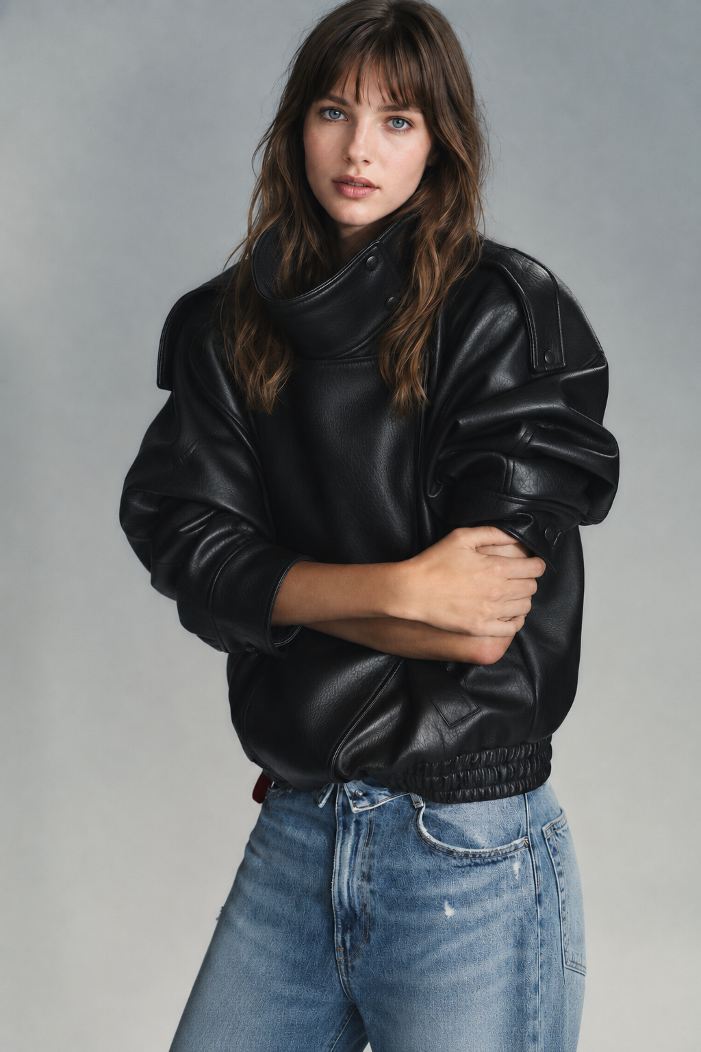 J LINE | LUZINA - OVERSIZED LEATHER BIKER JACKET