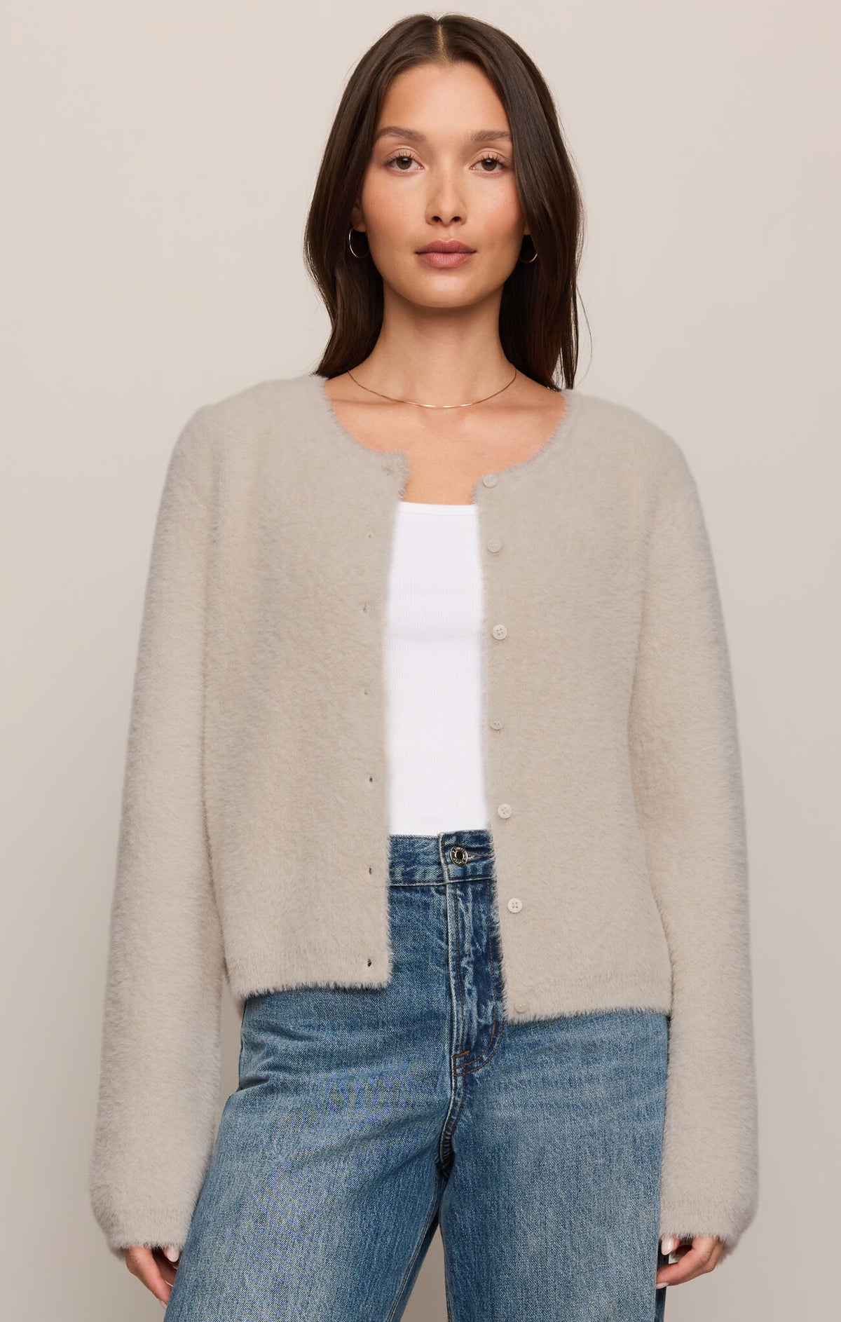 Winterglow Fluffy Cardigan Dark Rosewood