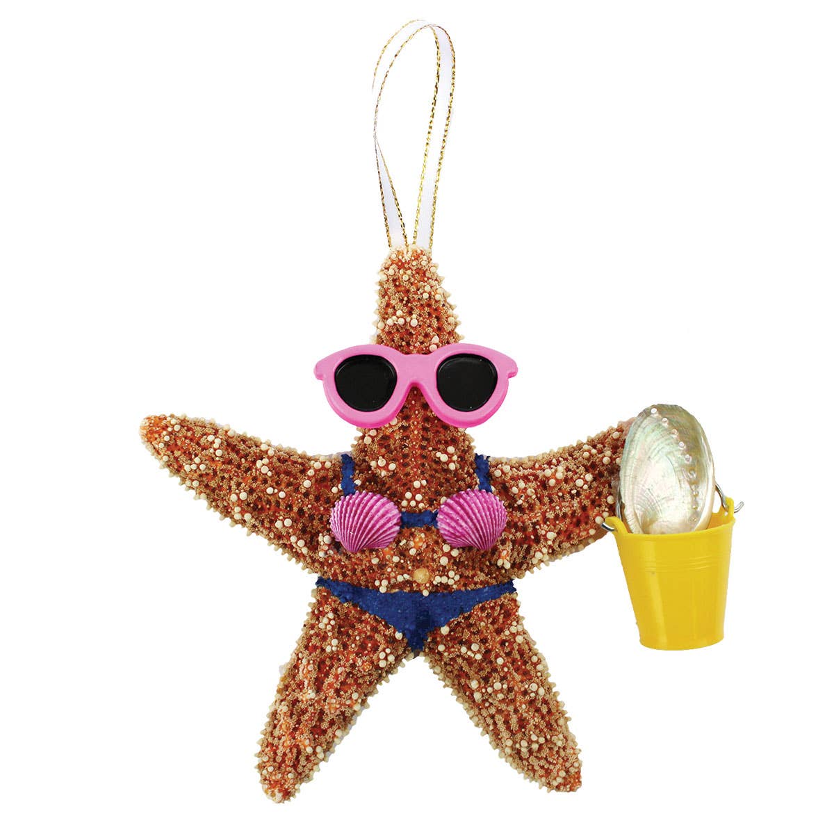 California Seashell Company - Beach Girl Bucket Sugar Starfish Ornament