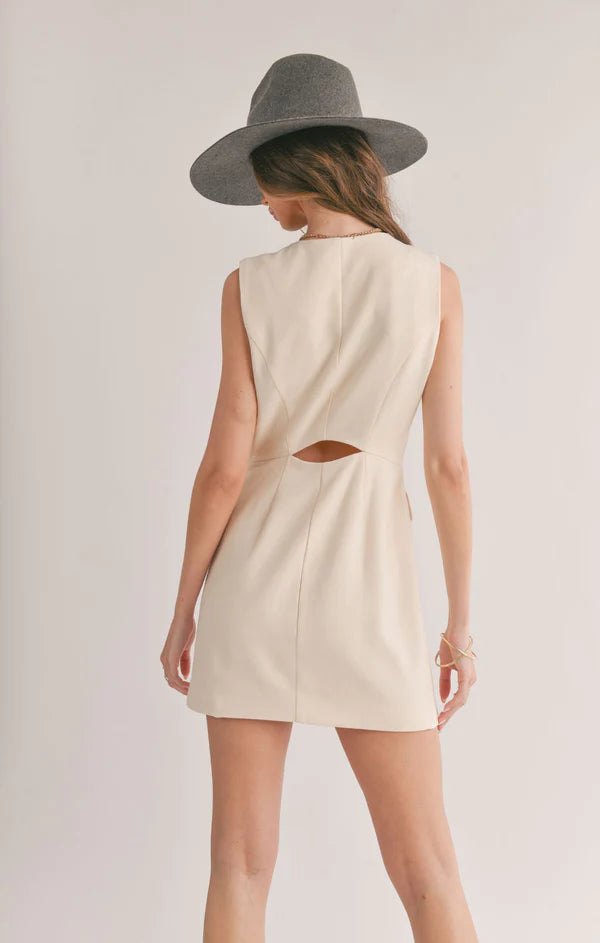 SERENE BACK CUTOUT BLAZER DRESS CREAM