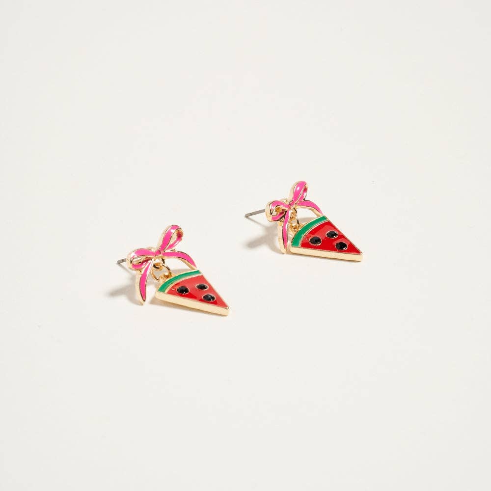 Designature New York - Summer Tropical Fruit Ribbon Bow Post Earrings
