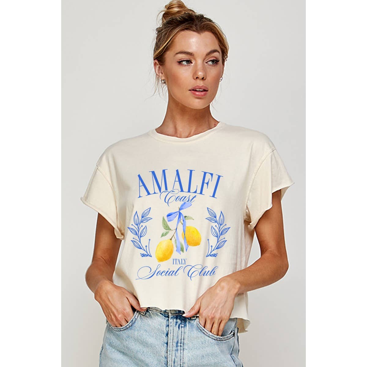 Illustrated Society - AMALFI COAST VINTAGE GRAPHIC CROP TOP