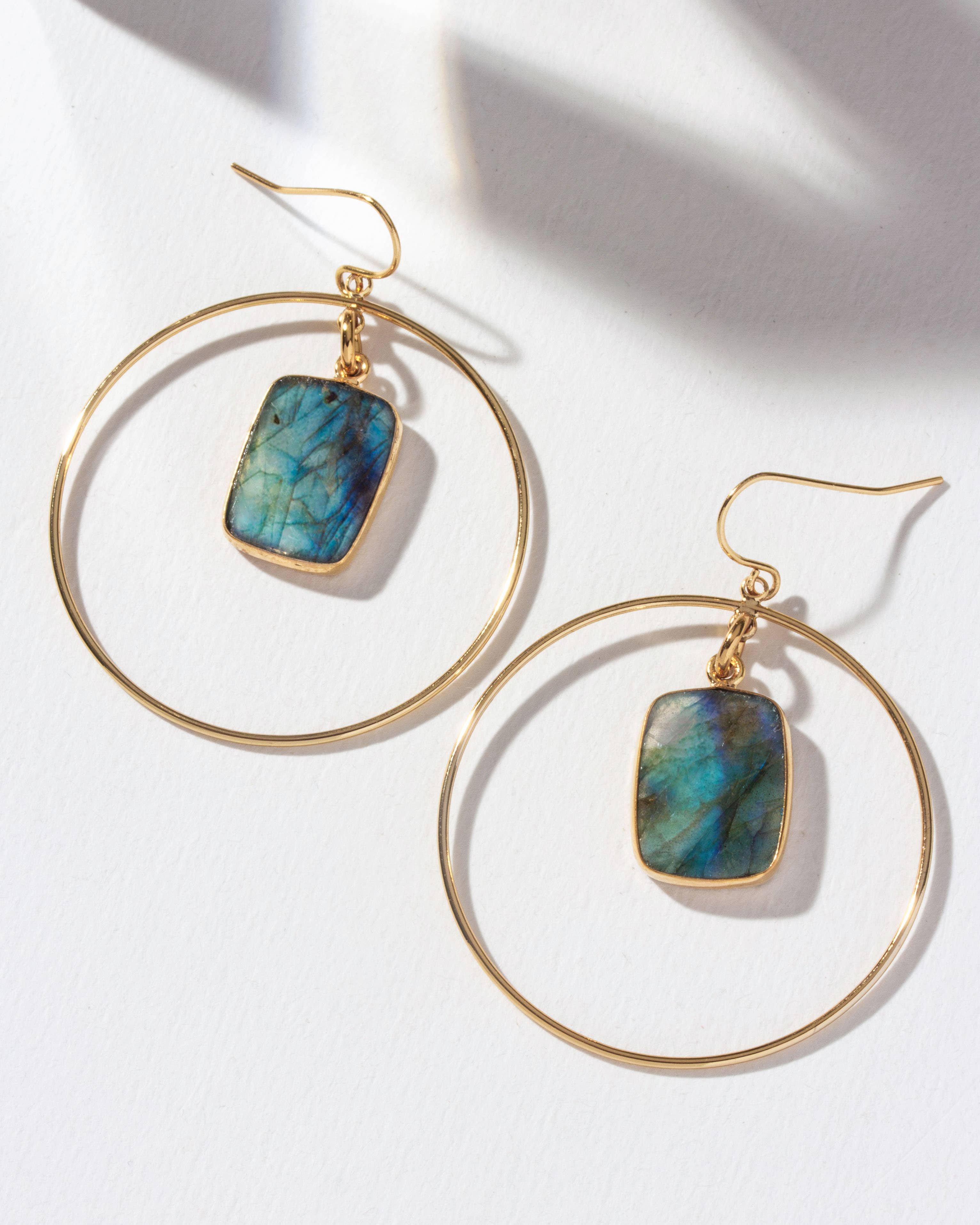 Luna Norte - Stoney Hoop Earrings- Labradorite
