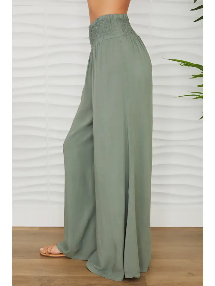 Viscose Smoked Palazzo Pants