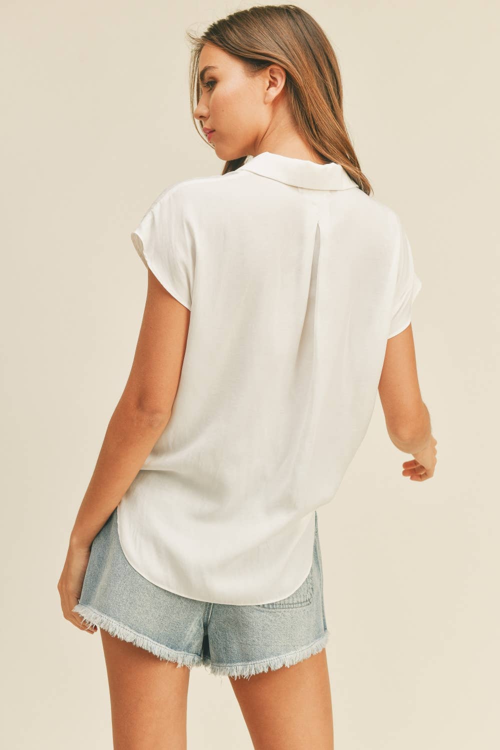 MIOU MUSE BUTTON DOWN CAP SLEEVE SHIRTS