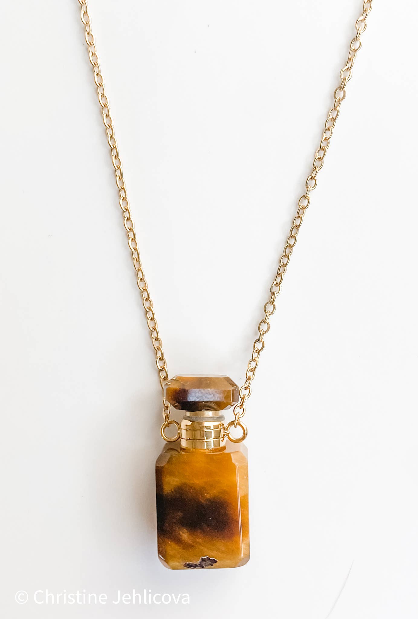 HoopLa - Gemstone Mini Perfume Bottle Crystal Necklace