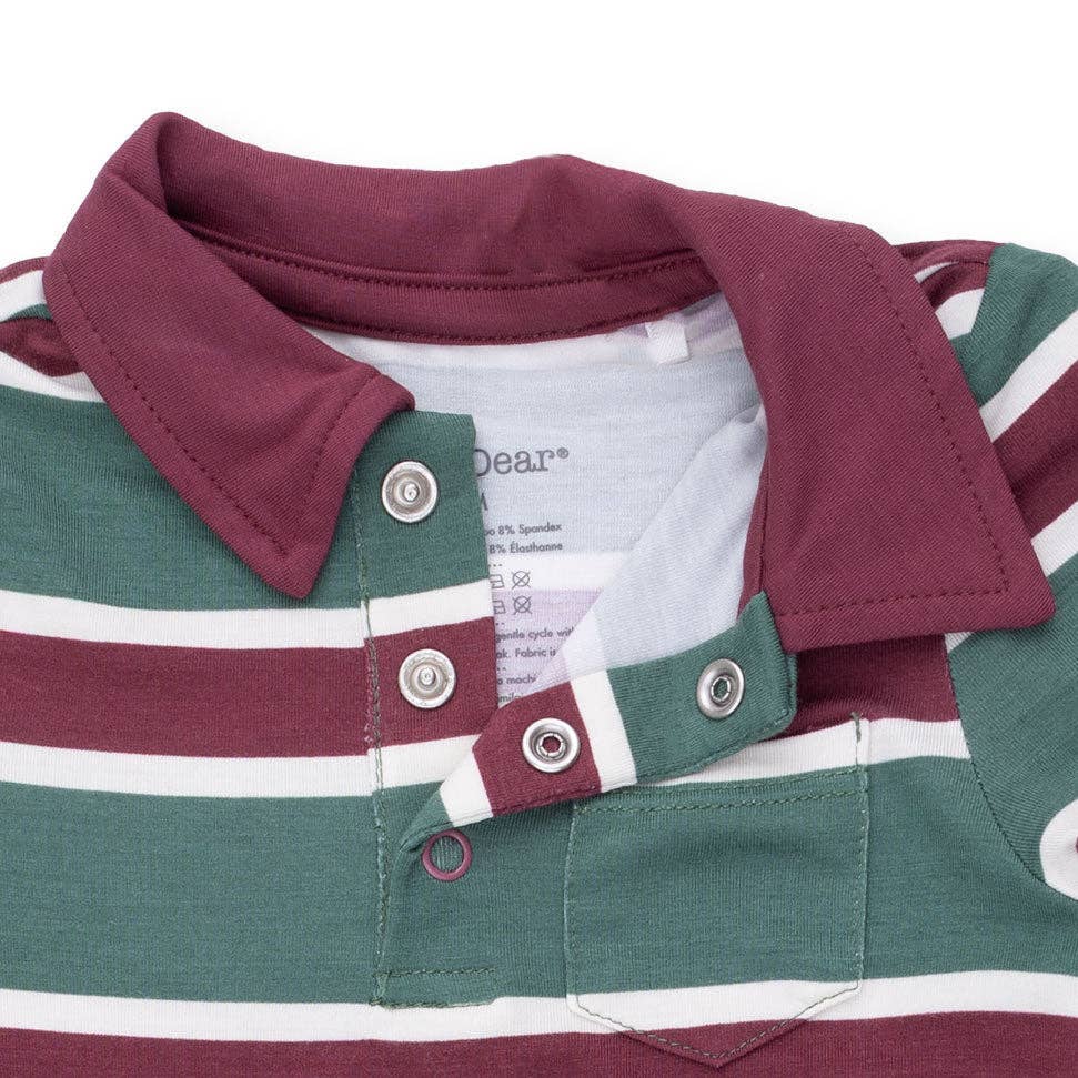 Angel Dear - Rugby Stripe Green - Polo Romper