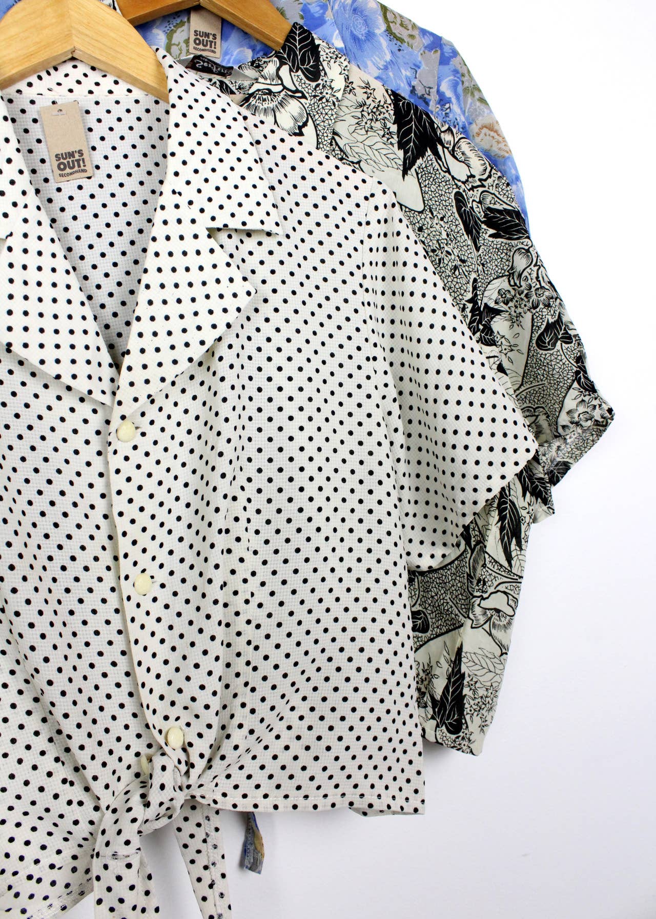 Reworked Vintage Short-Sleeve Button Up Blouse - Tied Front