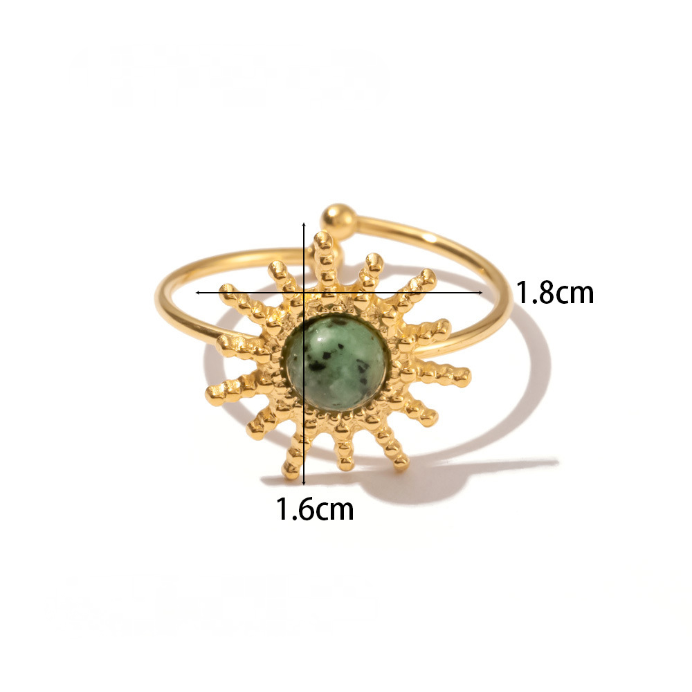 Mio Queena - 18K Gold-plated Stainless Steel Inlaid Stone Rings - FGS/CS